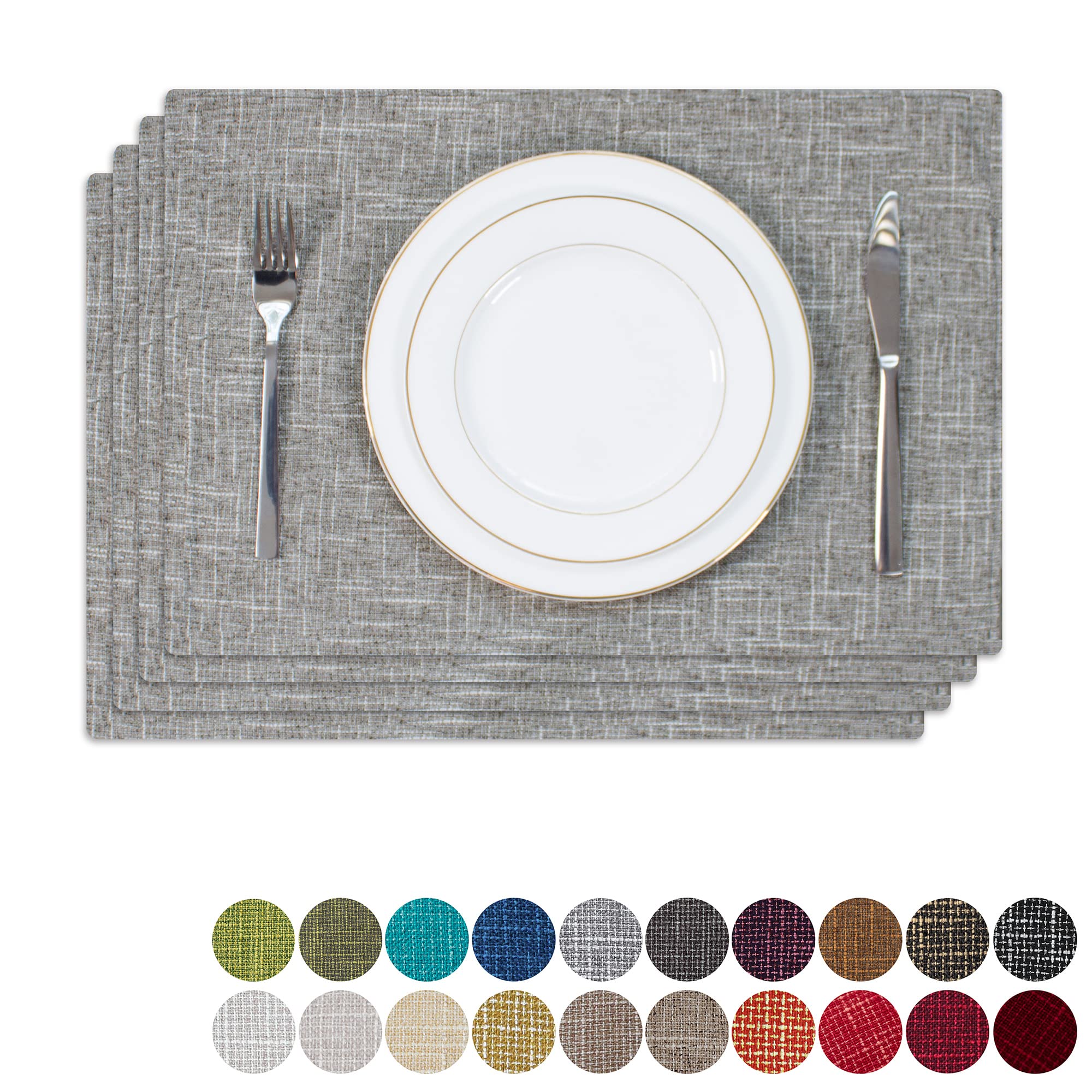 Kevin Textile Placemats, Set Of 4 Heat-Resistant Placemats For Kitchen Table, Washable Durable Linen Table Mats Woven Placemats