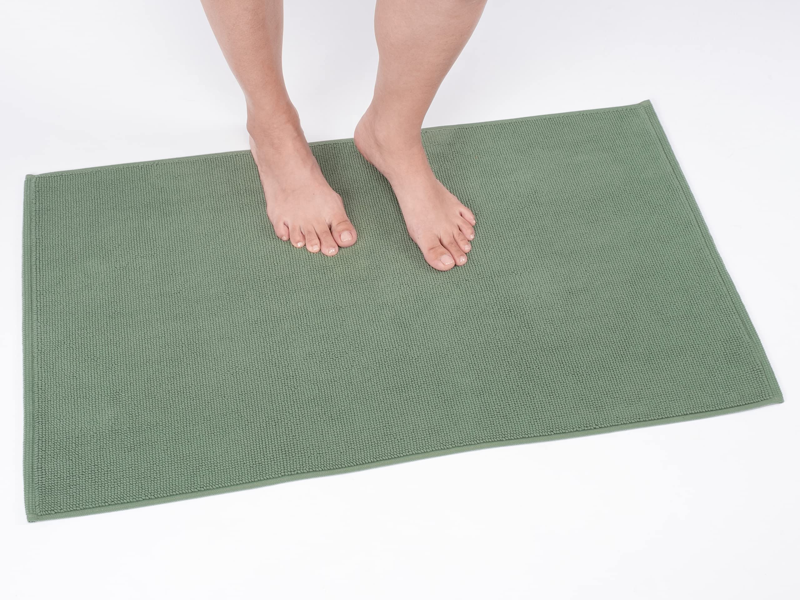 Cotton Paradise Bath Rug For Bathroom, 17X24 Inch 100% Cotton Non Slip Bath Mat Rug, Soft Absorbent Machine Washable, Sage Green