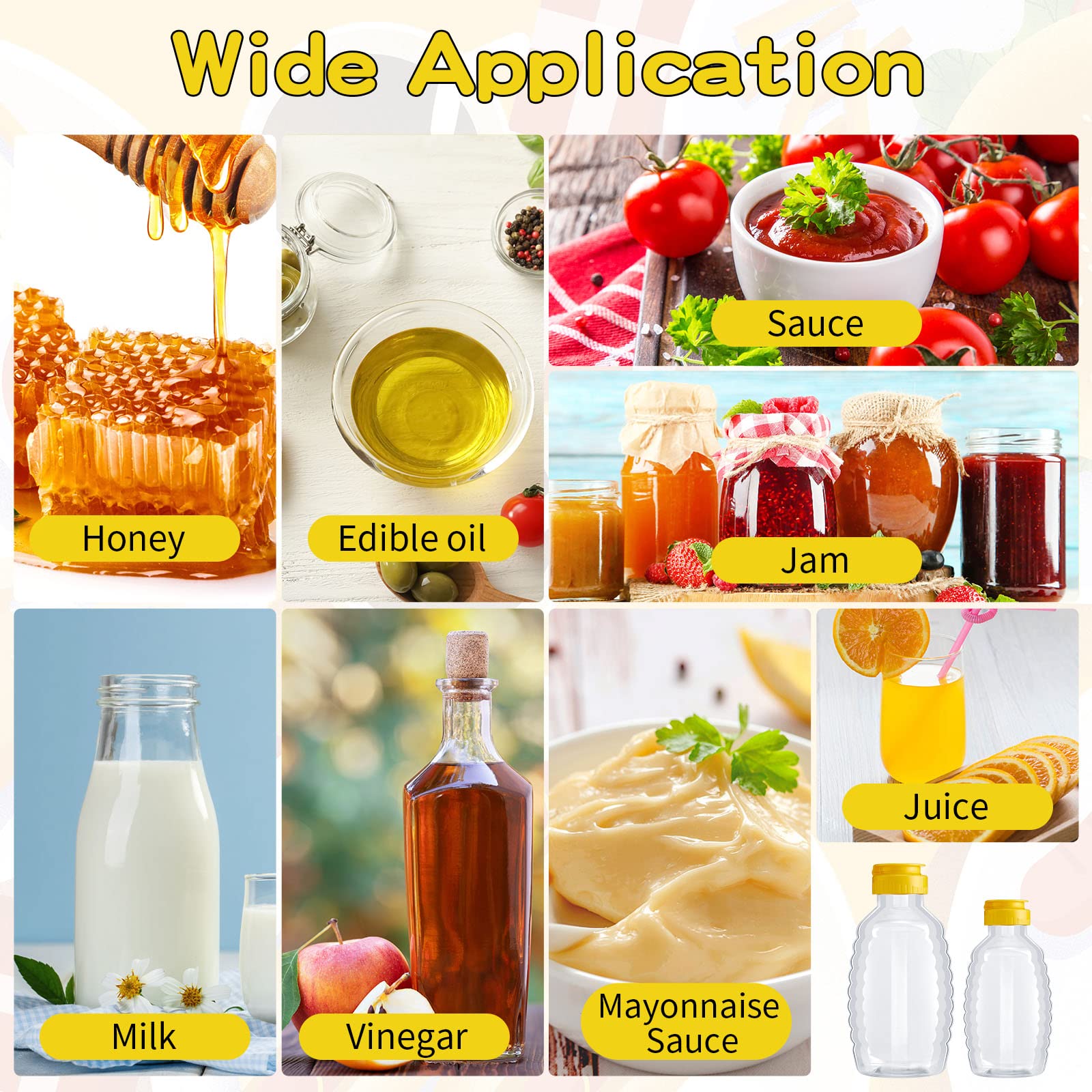 36 Pieces 8/16 Oz Honey Bottles Squeeze Honey Bottles Clear Plastic Honey Bottles Honey Jar Container With 36 Pcs Chalkboard Lab