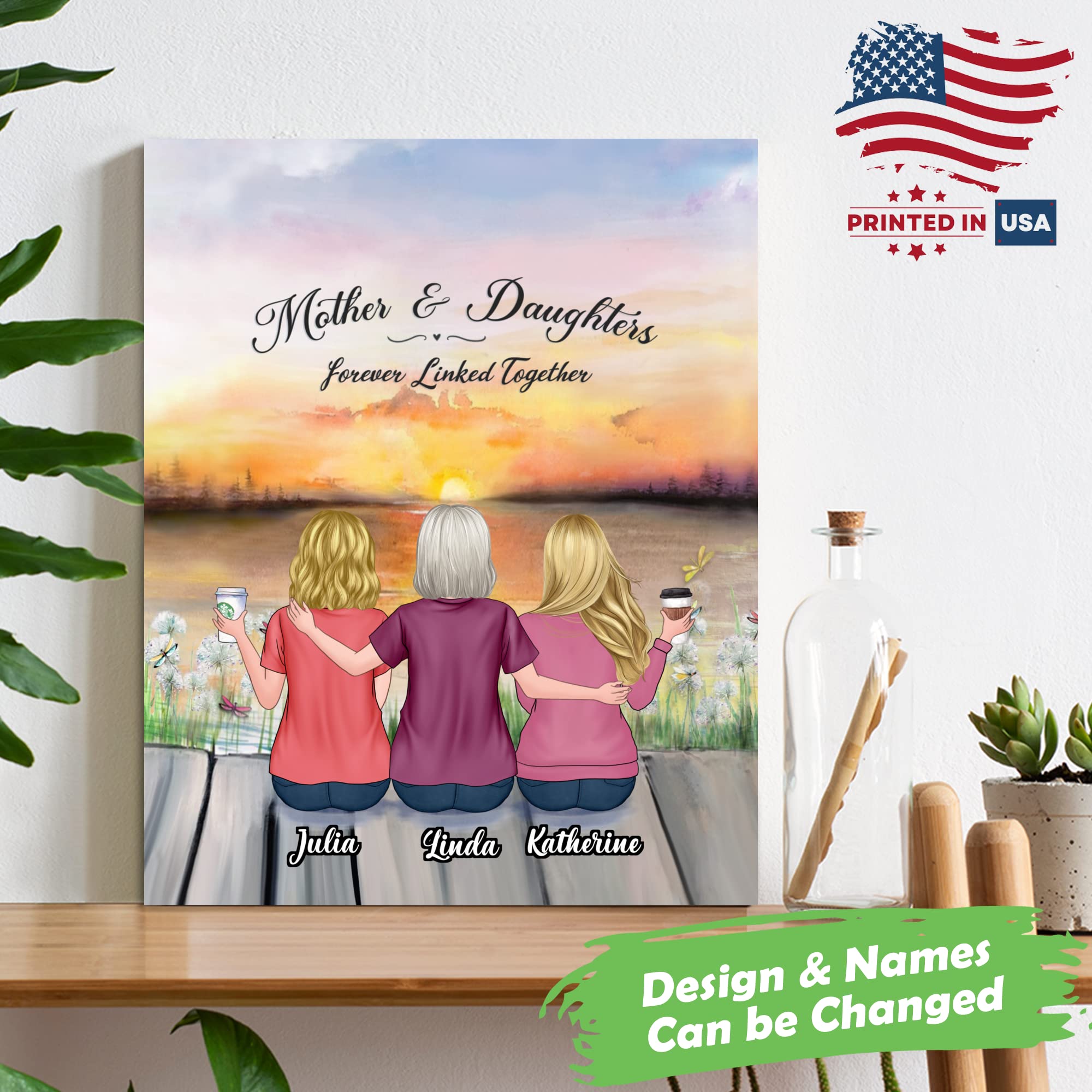 Gossby Custom Mom Wrapepd Canvas - Custom Gift For Mom From 2 Daughters With Design, Name - Mother Daughter Gift - Mothers Day,