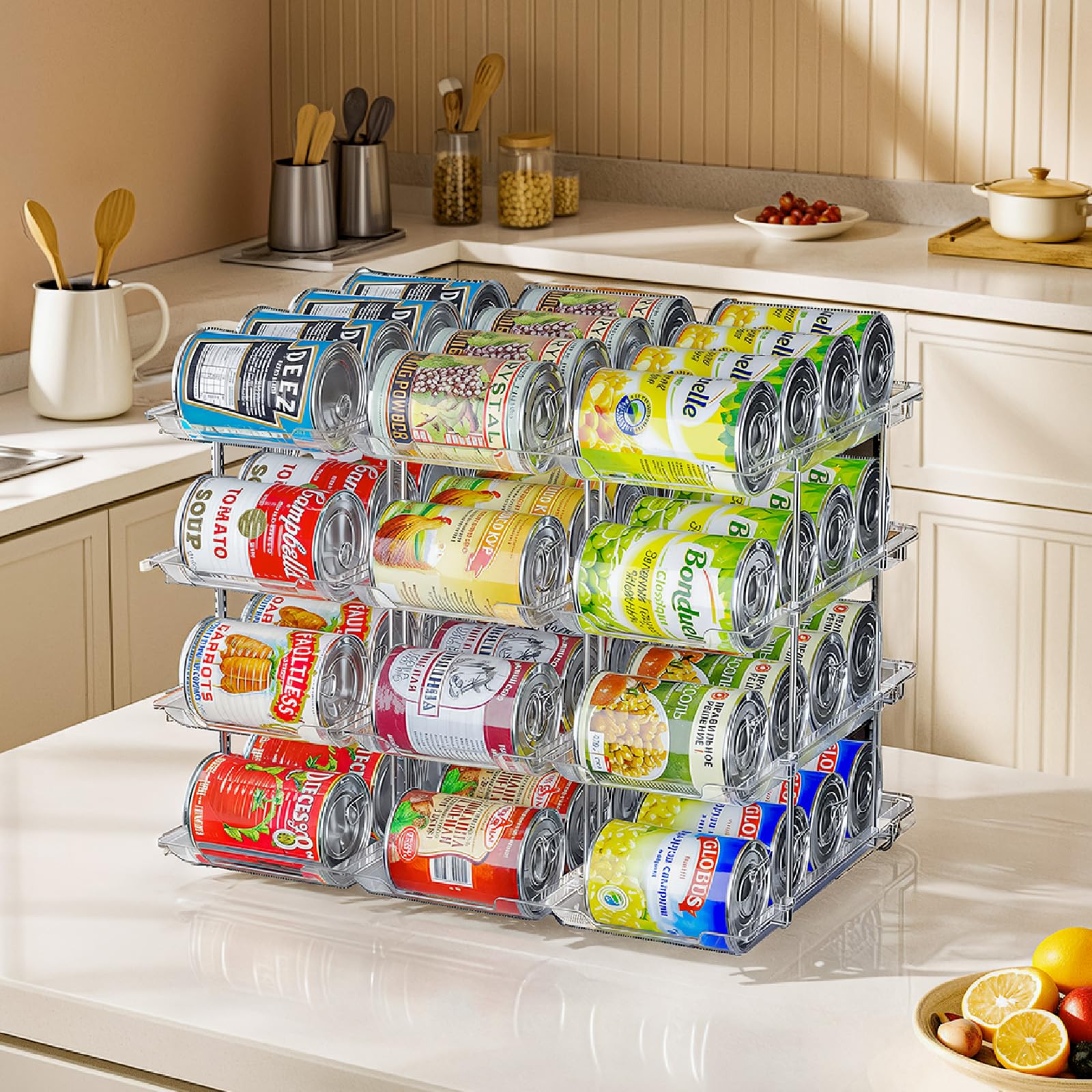 JUYUANHOM Can Organizer for Pantry, 4Tier Modular Can Storage Rack