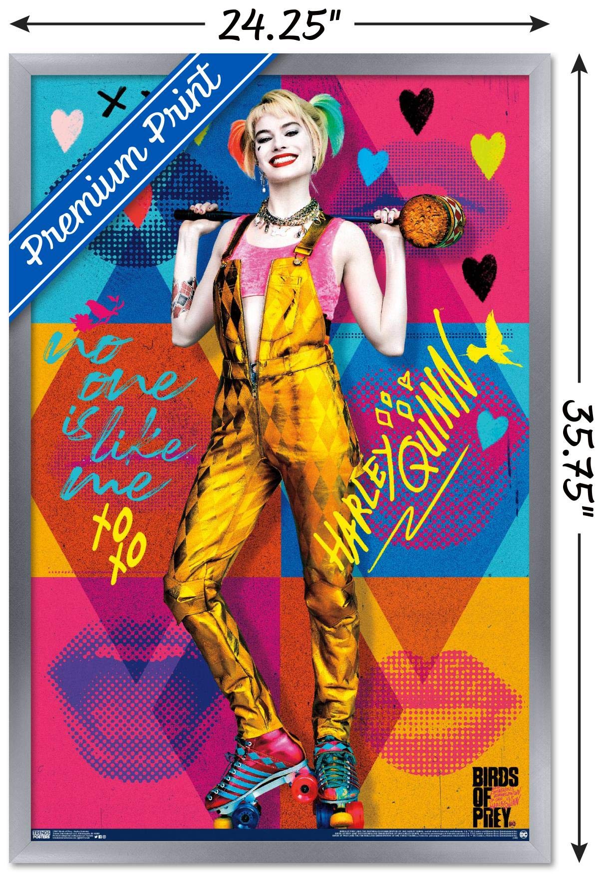 Trends International Dc Comics Movie - Birds Of Prey - Harley Quinn - Hammer Wall Poster, 22.375'' X 34'', Silver Framed Version
