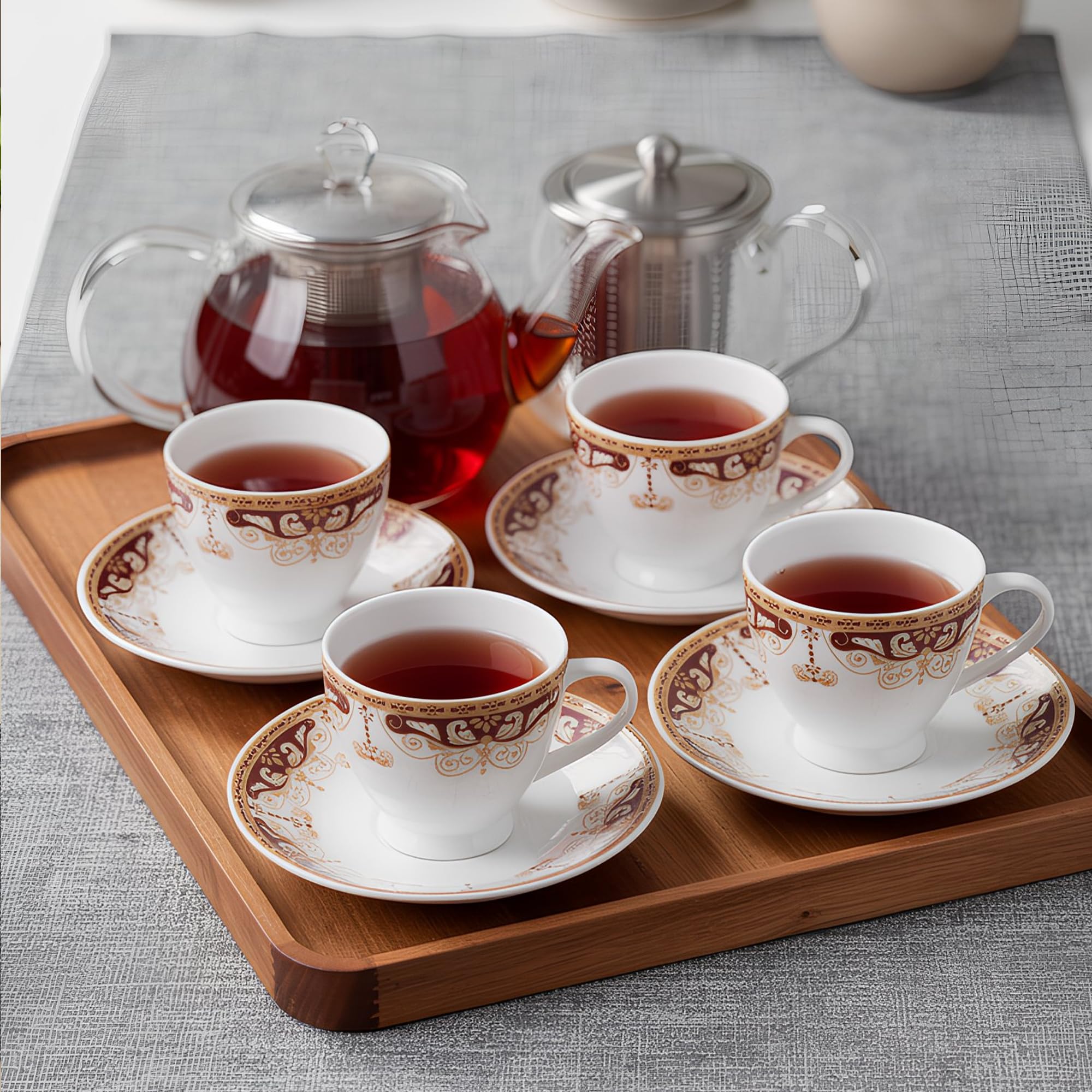U.P.C. Toughened Glass Cup With Saucer Set Of 12 Pcs (SCup White09)