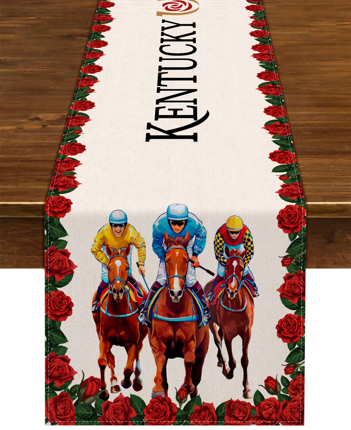 Nepnuser Kentucky Table Runner Run for The Roses Horse Racing Party Decoration Home Kitchen Dining Room Decor (13 x 72)