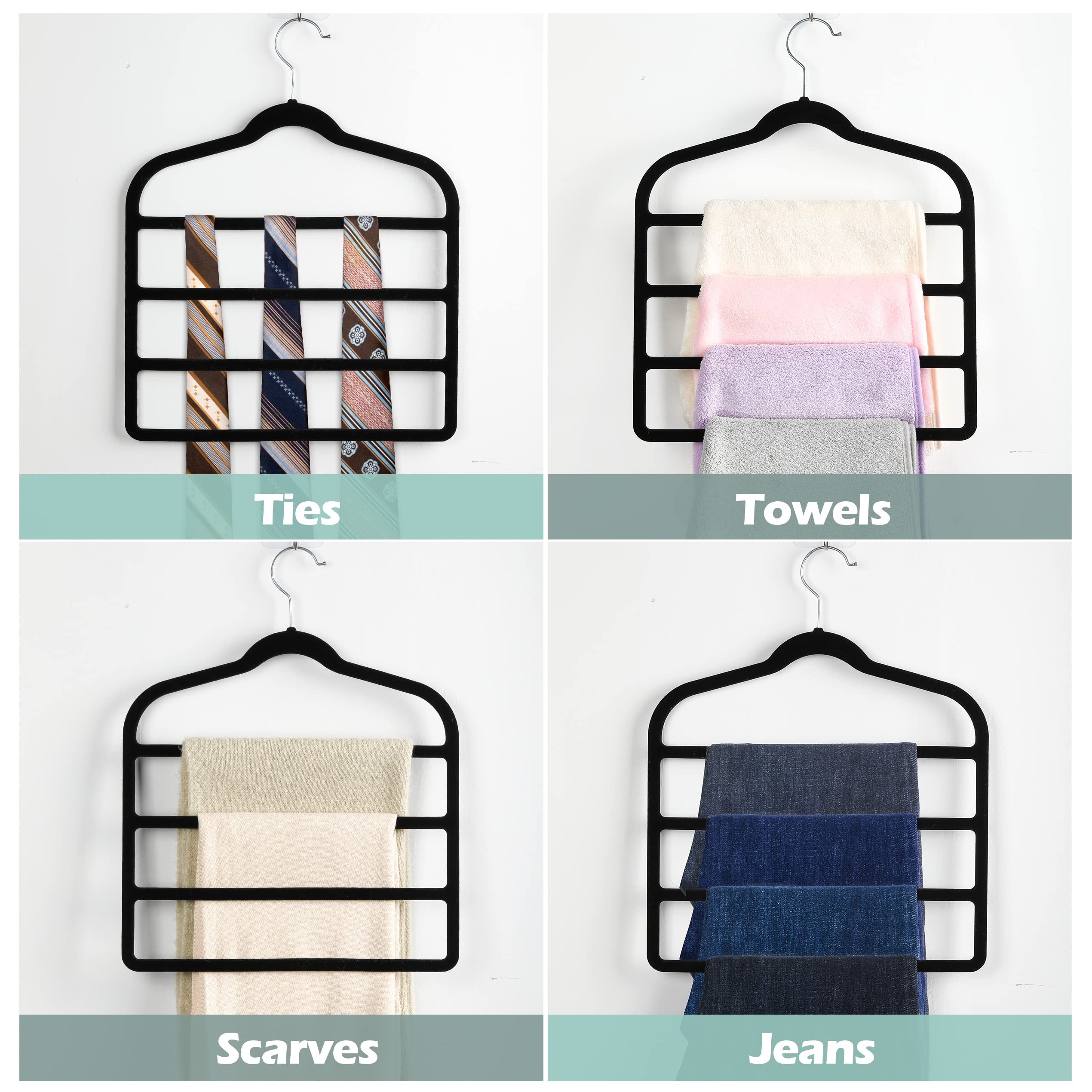 Velvet Pant Clothes Hanger Space Saving Non-Slip Shorts Hanger  Myfolrena Jeans Slack Trousers Hangers Multiple Velvet Hanger Closet Organizer Storage and Organization for Jeans Scarf Tie(Black 3)