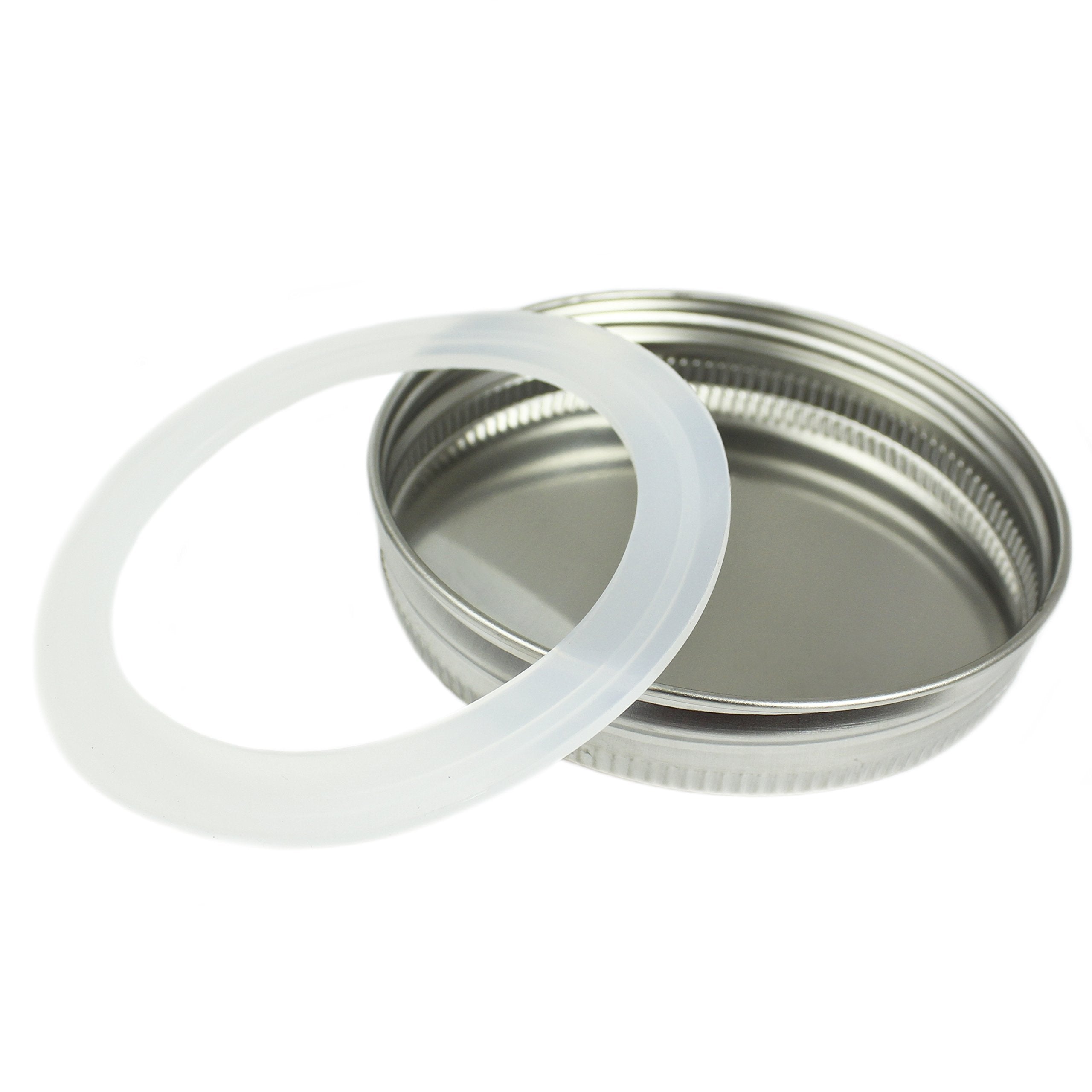 Zoie + Chloe Stainless Steel Mason Jar Lids With Silicone Seals (6 Pack + 6 Bonus Replacement Seals) - Wide Mouth