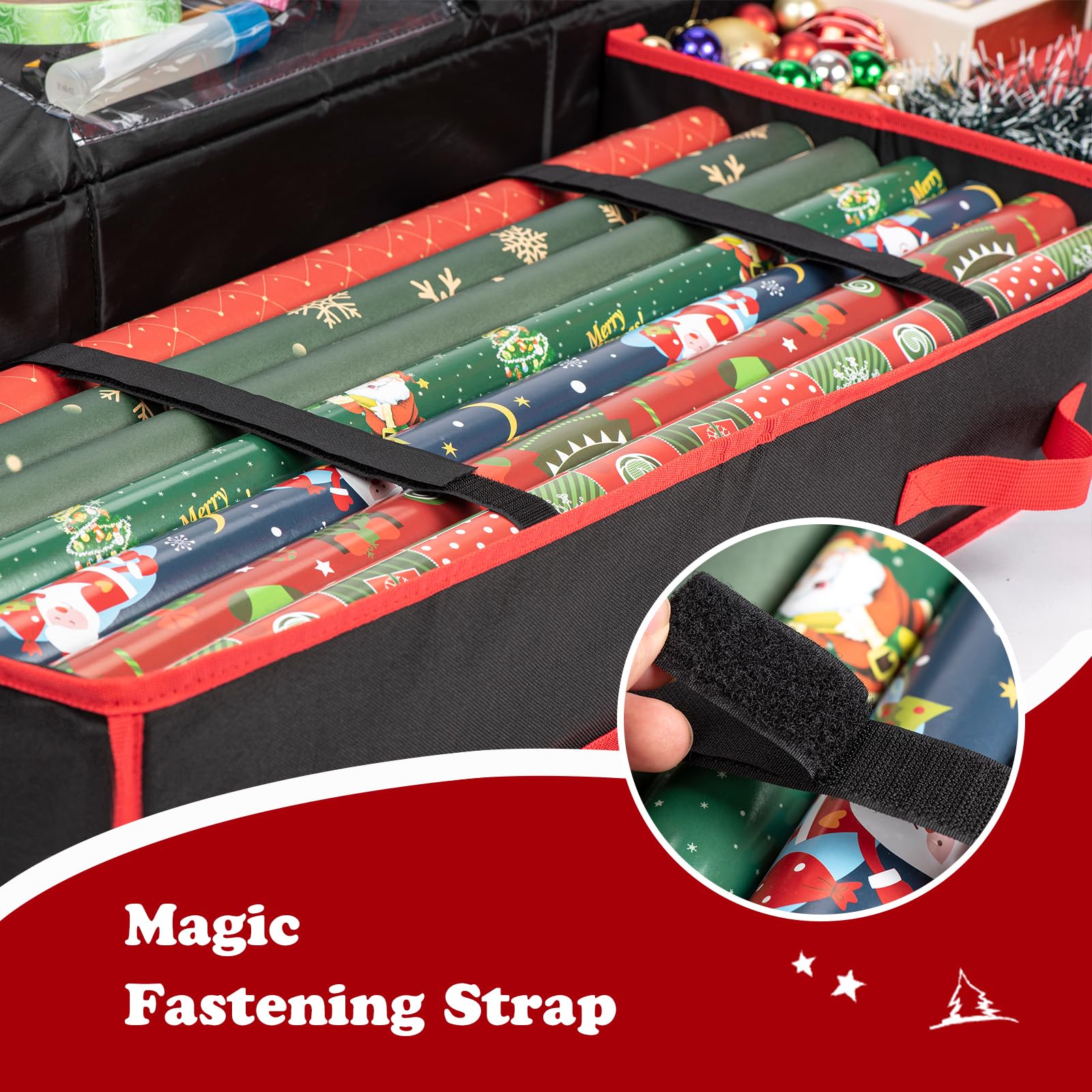 Kiphca Wrapping Paper Organizer Storage Wrapping Paper Storage, 600D Oxford Fits Ribbon, Ornaments, Holiday Accessories Flexible