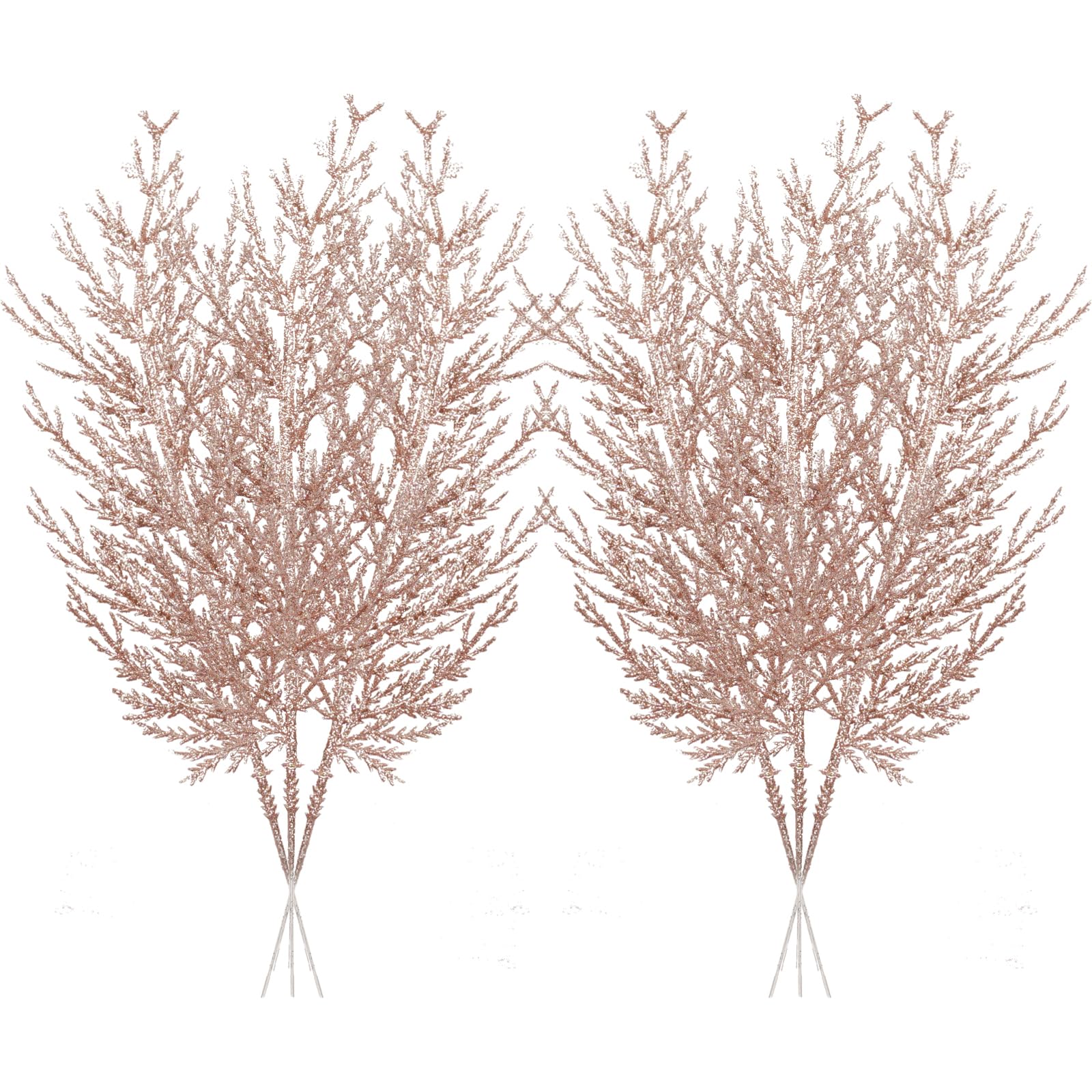 Christmas Glitter Twig 24pcs Artificial Pine Tree Picks for Christmas Tree Ornaments fillers, DIY Xmas Wreath, Crafts, Garland, 