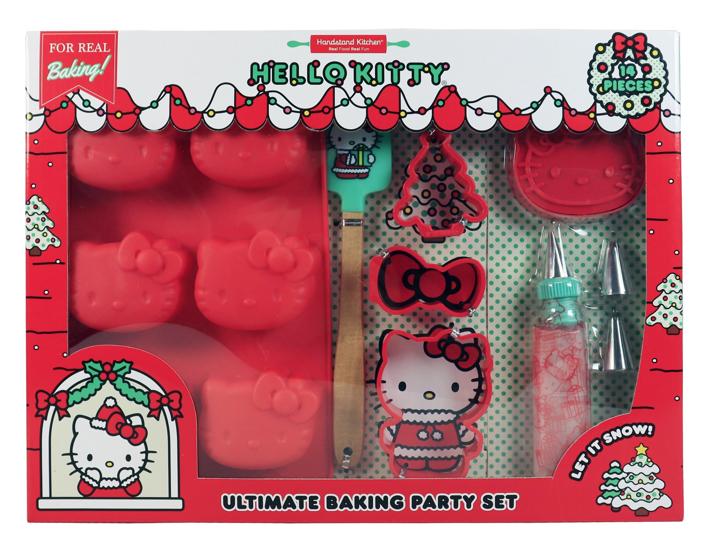 Handstand Kitchen Hello Kitty Ultimate Holiday Baking Party Set with Cupcake Mold, Cookie Cutters and More