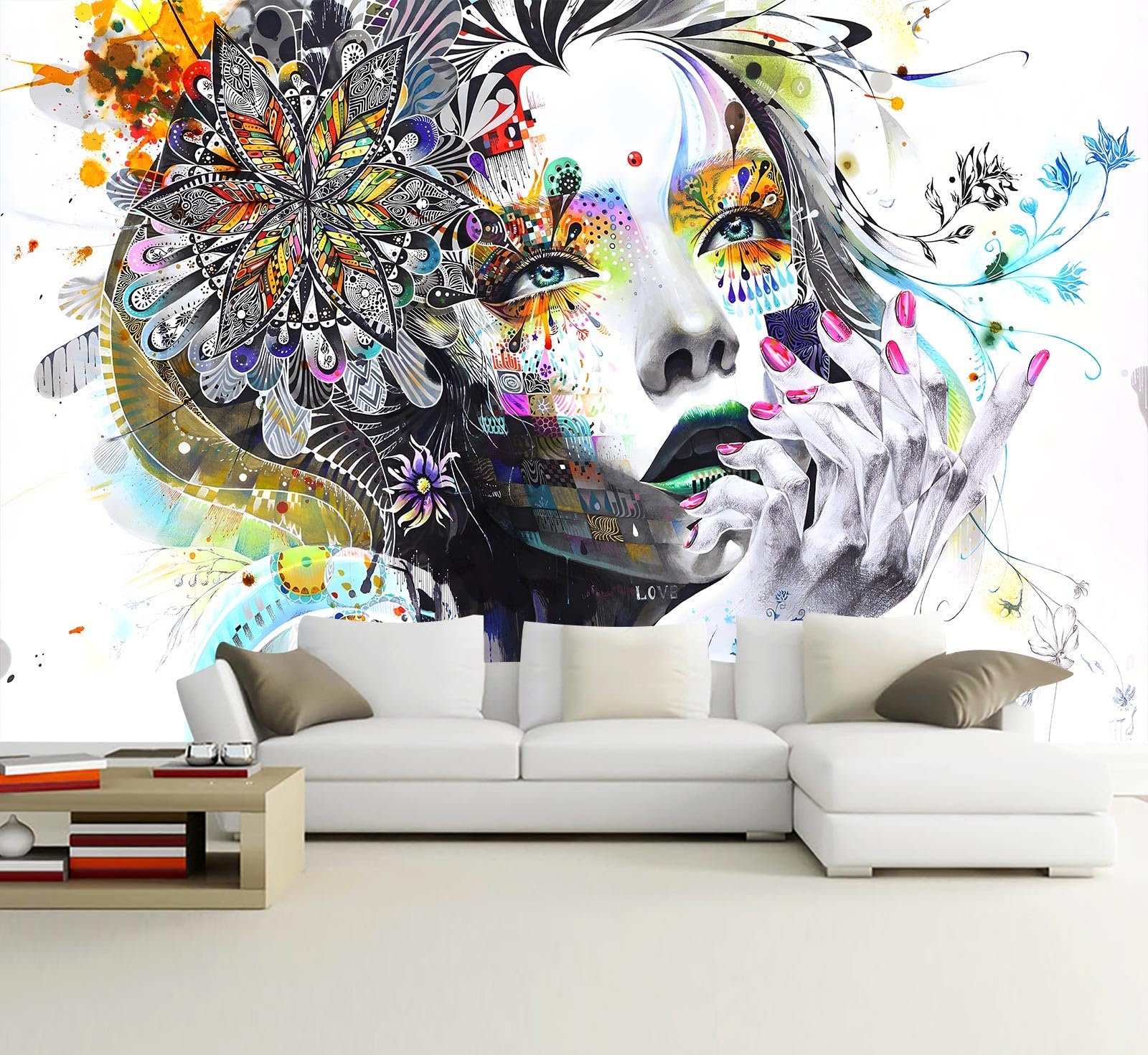 WFBHUA - Colorful Graffiti Art Wallpaper Mural for Dressing Room Beauty Nail Salon (Not Peel and Stick)