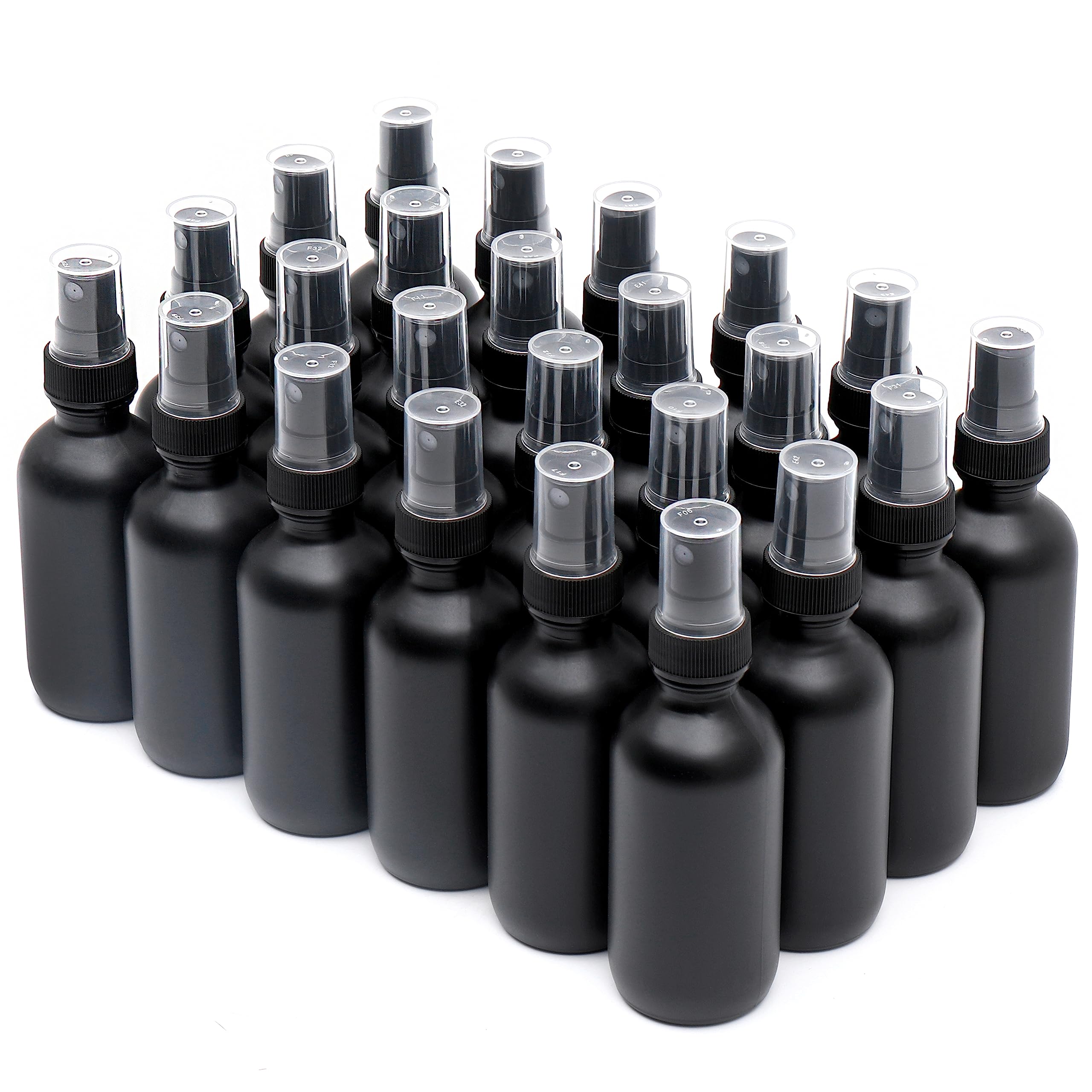 Nooeeiss Frosted Black Glass Small Spray Bottle 2 Oz 24 Packs,Fine Mist Sprayer Small Clear Bottles,Refillable Containers Mini S