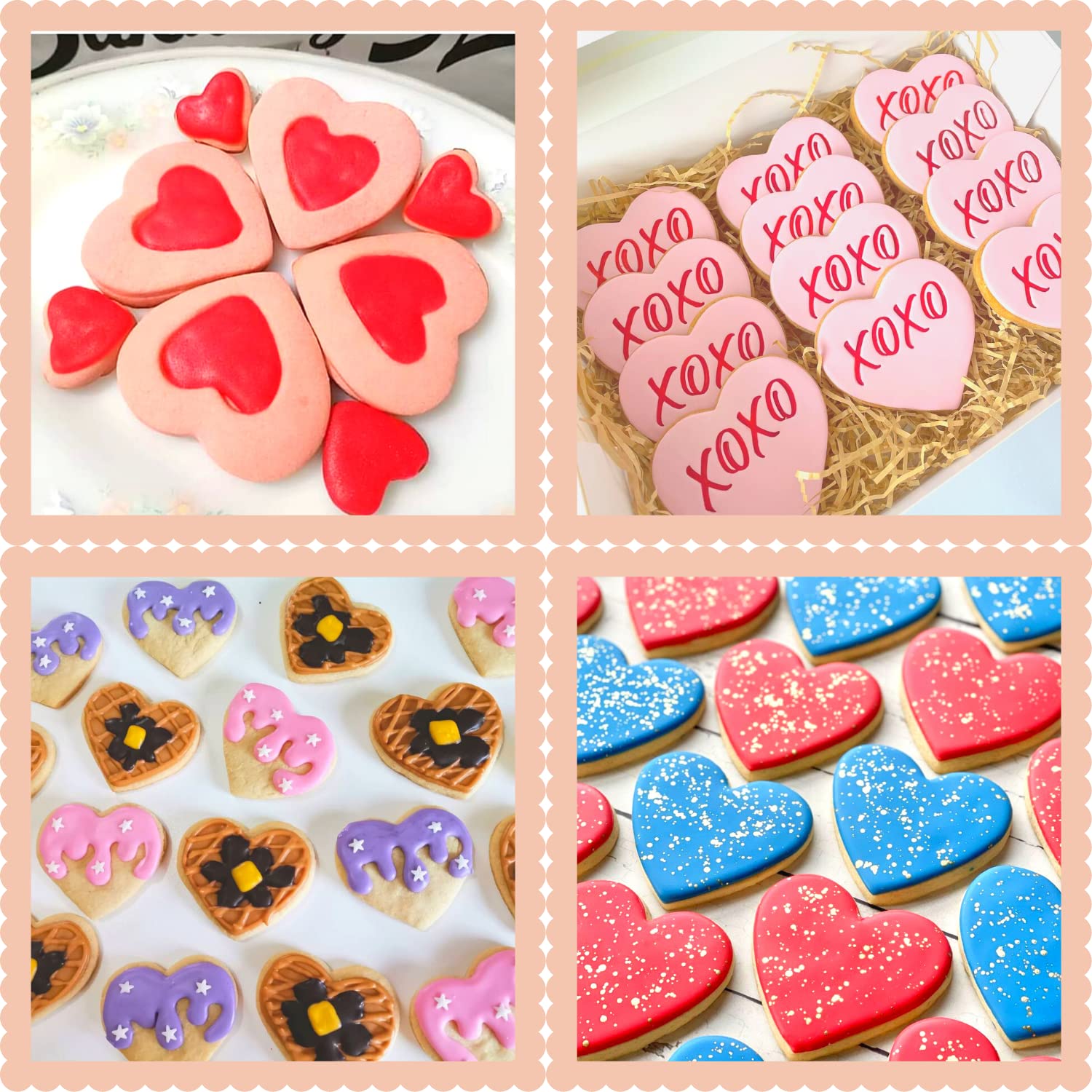 Kaishane Heart Cookie Cutter Set 6 Pieces Valentine'S Day Cookie Cutters Wedding Birthday Biscuit Cutters For Baking