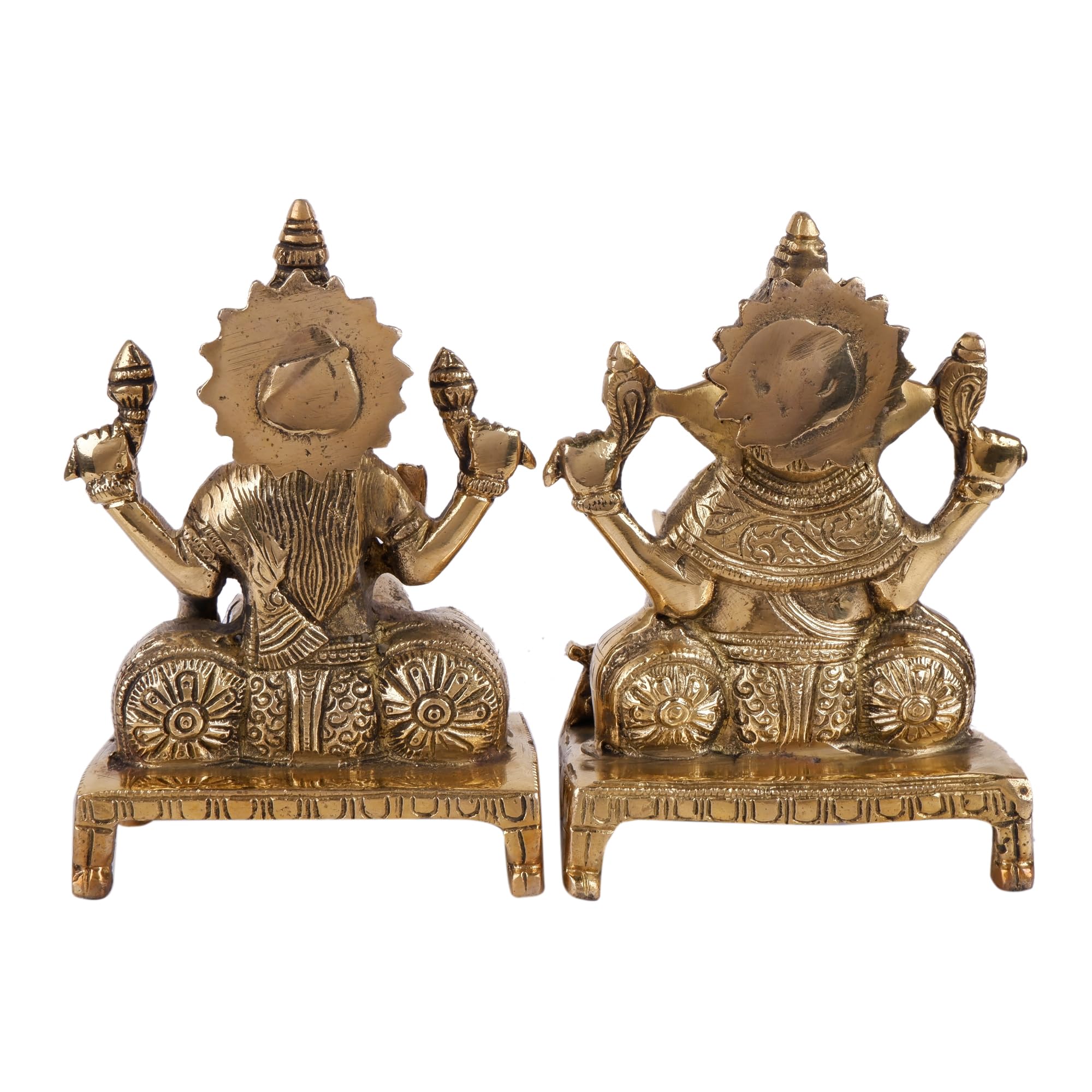Shoppingrox Lakshmi Ganesh Set 17 Cm Religious Idol & Figurine Brass Metal Yellow Colour