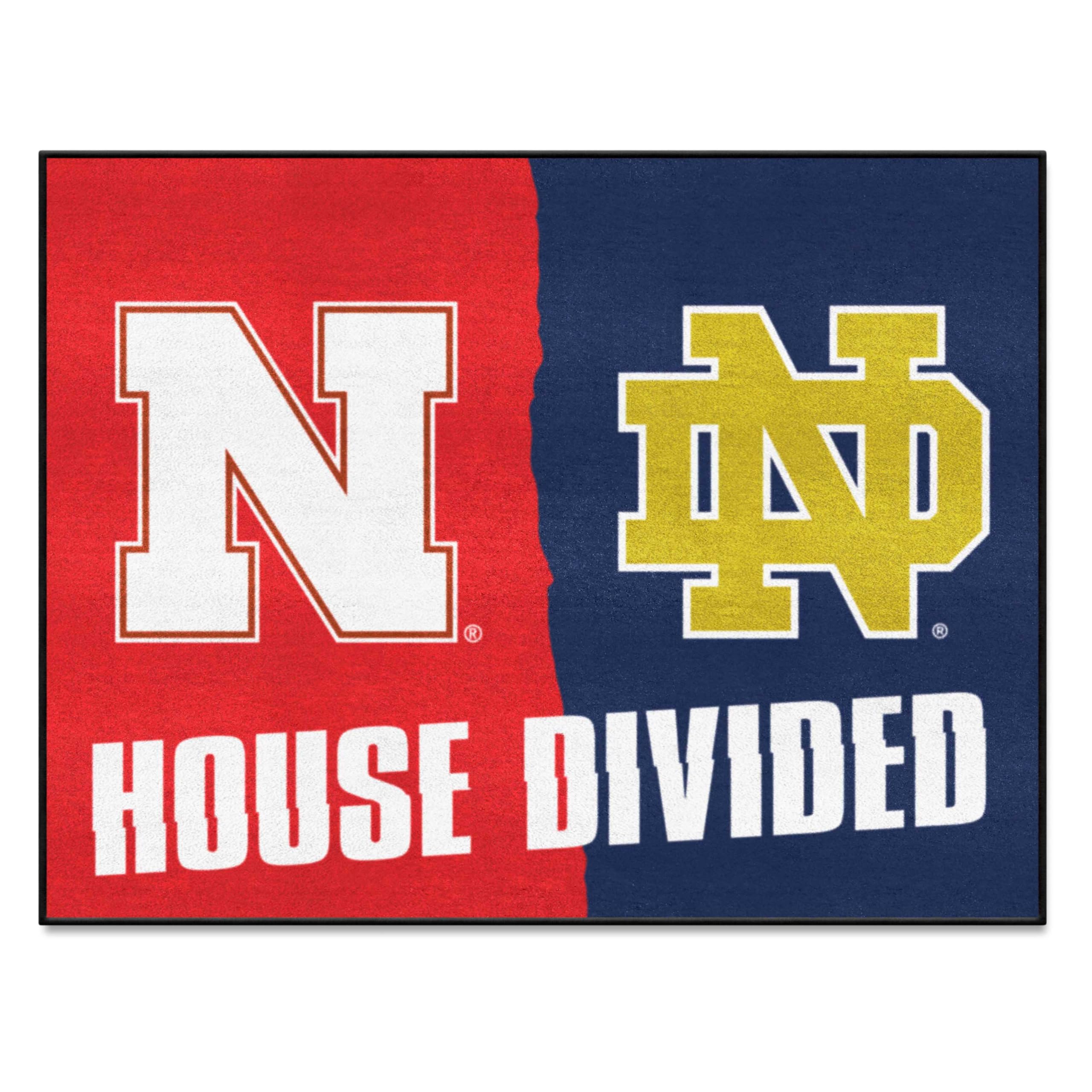 FANMATS 21760 Nebraska / Notre Dame House Divided Rug - 34 in. x 42.5 in.