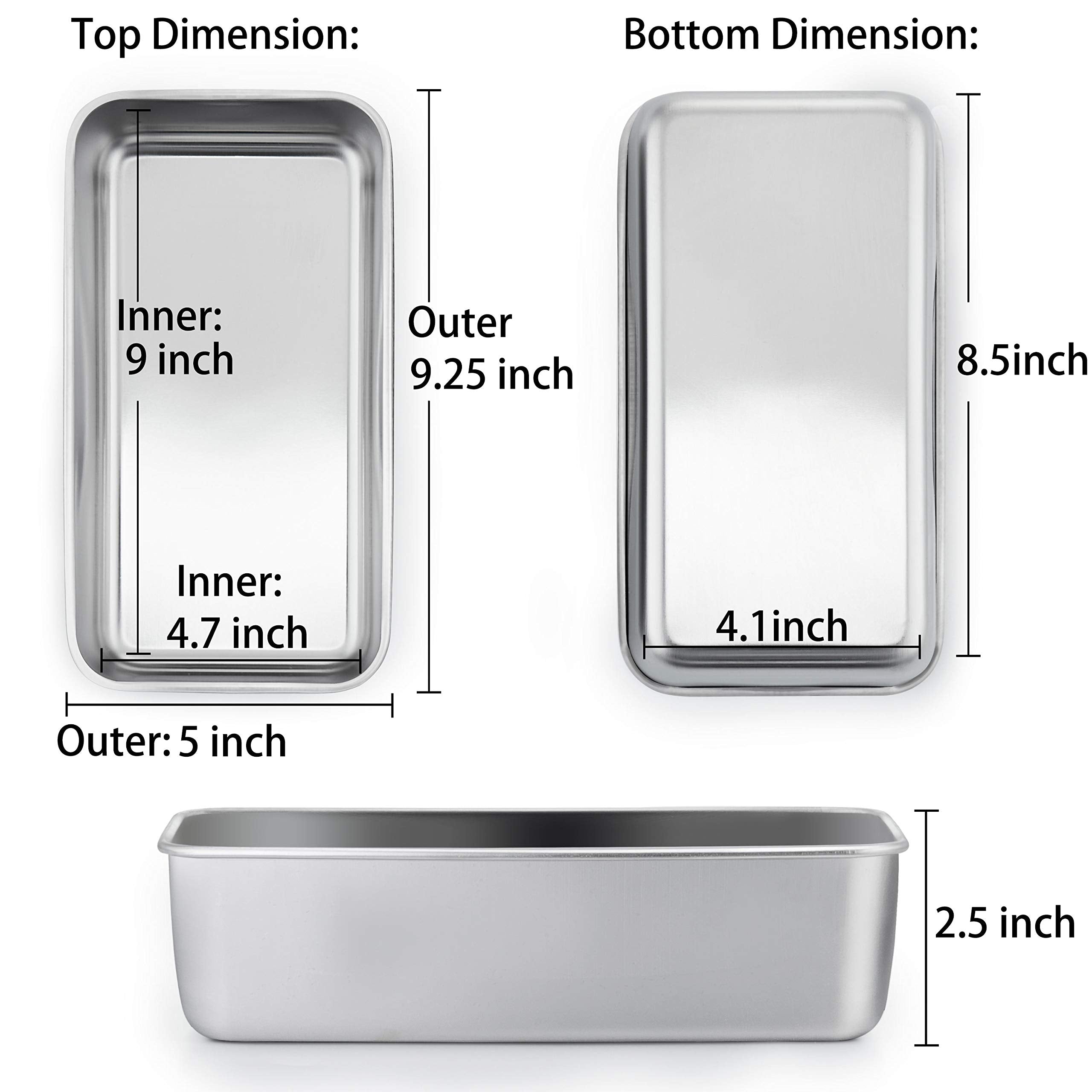 Teamfar Loaf Pan Set Of 3, 9''    5'' Bread Loaf Pans Meatloaf Pan Stainless Steel For Baking Bread Cake Toast, Healthy & Solid,
