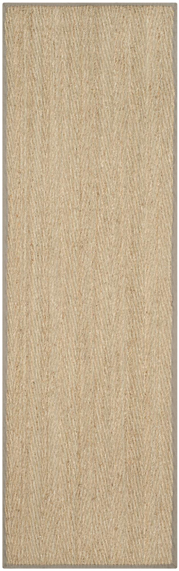 Safavieh Natural Fiber Collection Runner Rug - 26 x 8, Natural & Grey, Border Herringbone Seagrass Design, Easy Care, Ideal fo