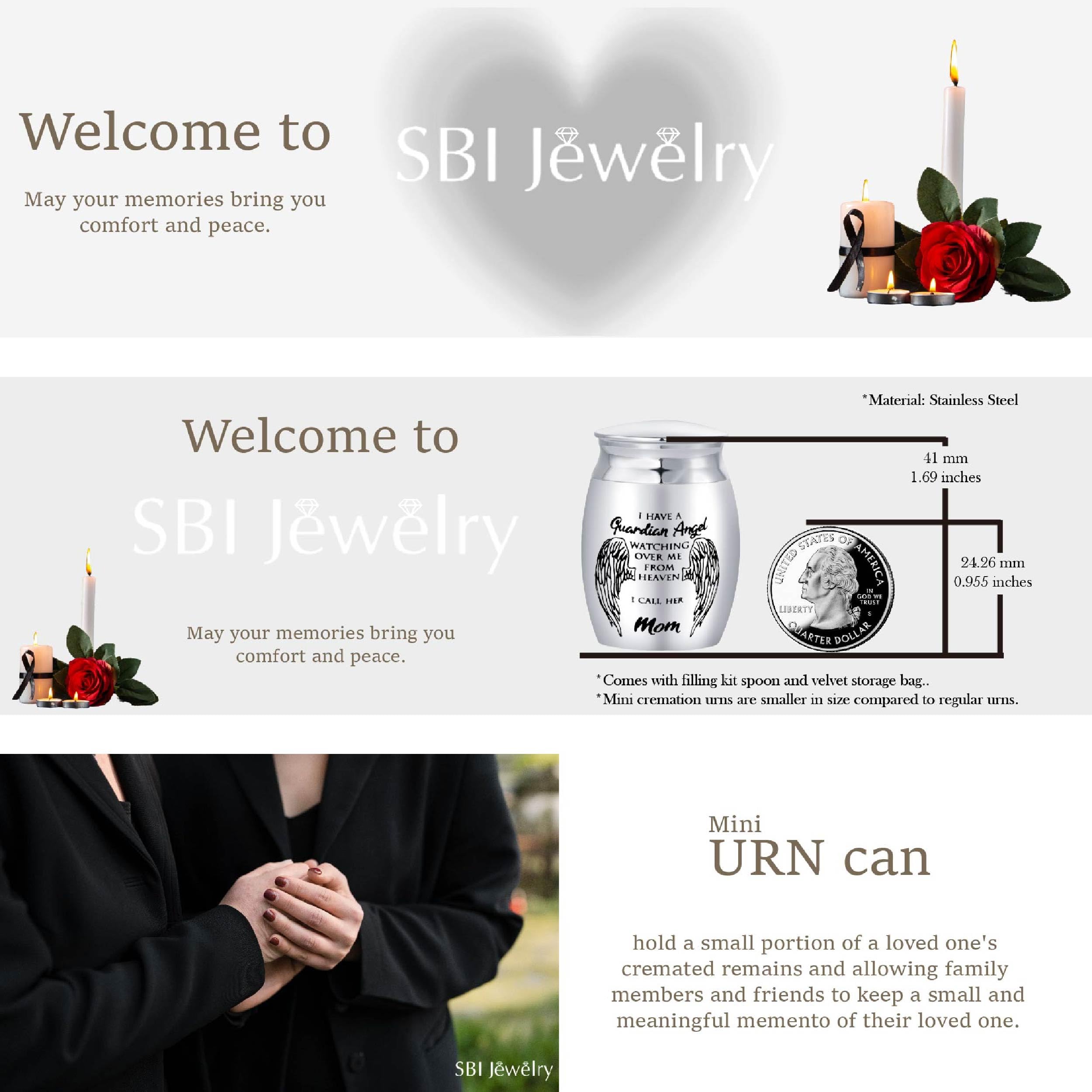 SBI Jewelry Women Men Small Cremation Urns for Human Ashes Wife Husband Family Friend Bring Back from Heaven Fianc  e Boyfriend