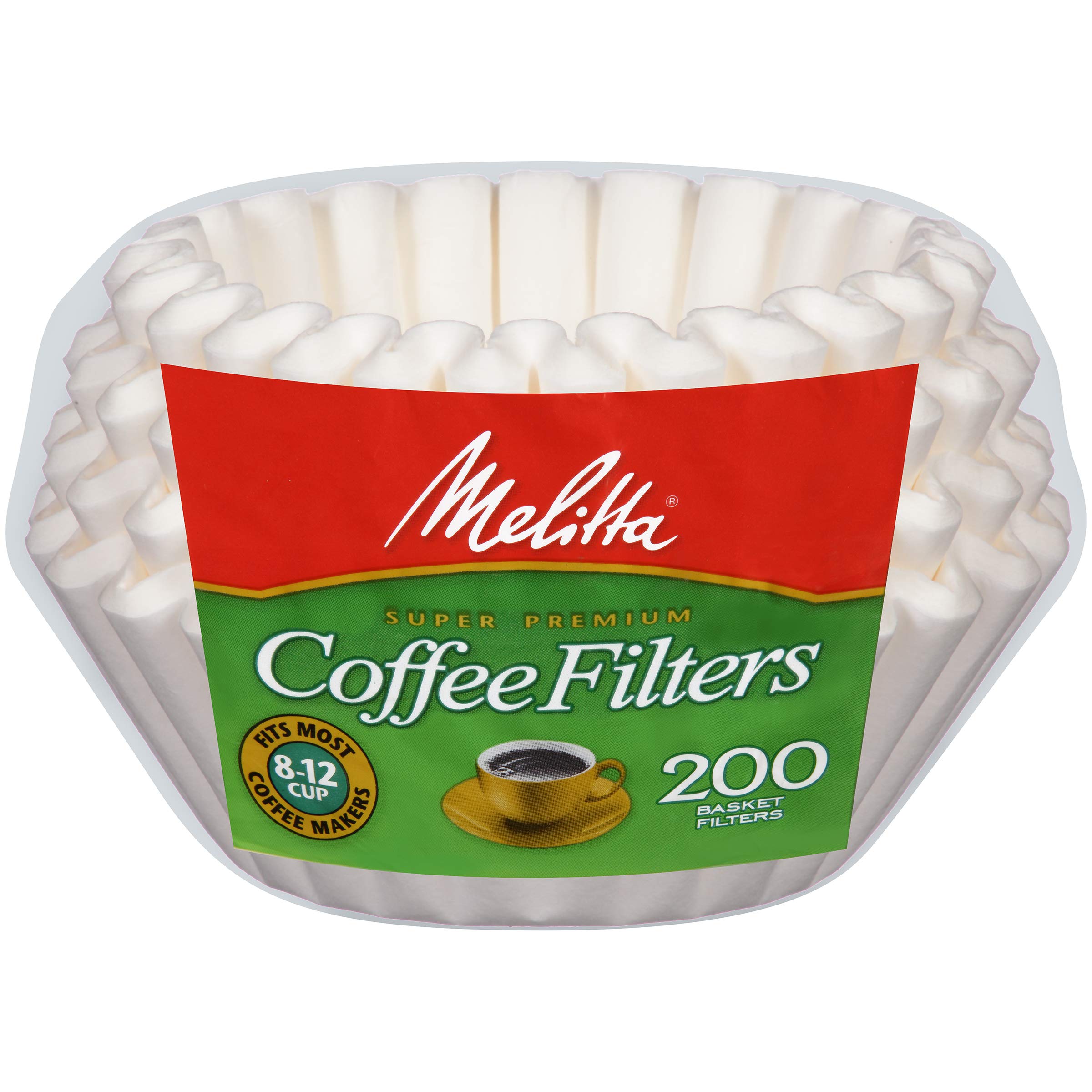 Melitta Basket Coffee Filters, White (8 To 12 Cup) 200 Count (Pack Of 24)