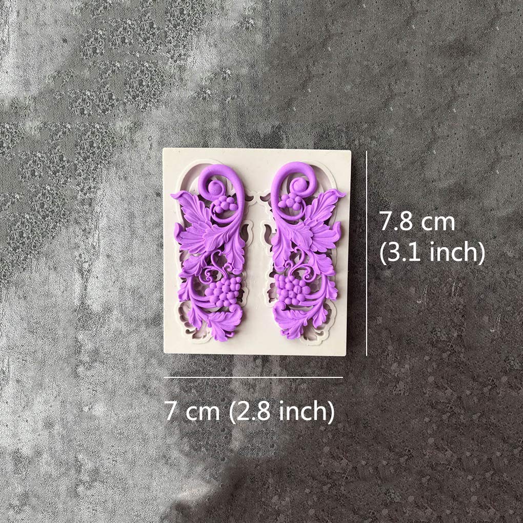 Juland 5 Pcs Silicone Fondant Cake Mold Baroque Style Curlicues Scroll Mold For Sugarcraft, Cake Border Decoration, Cupcake Topp