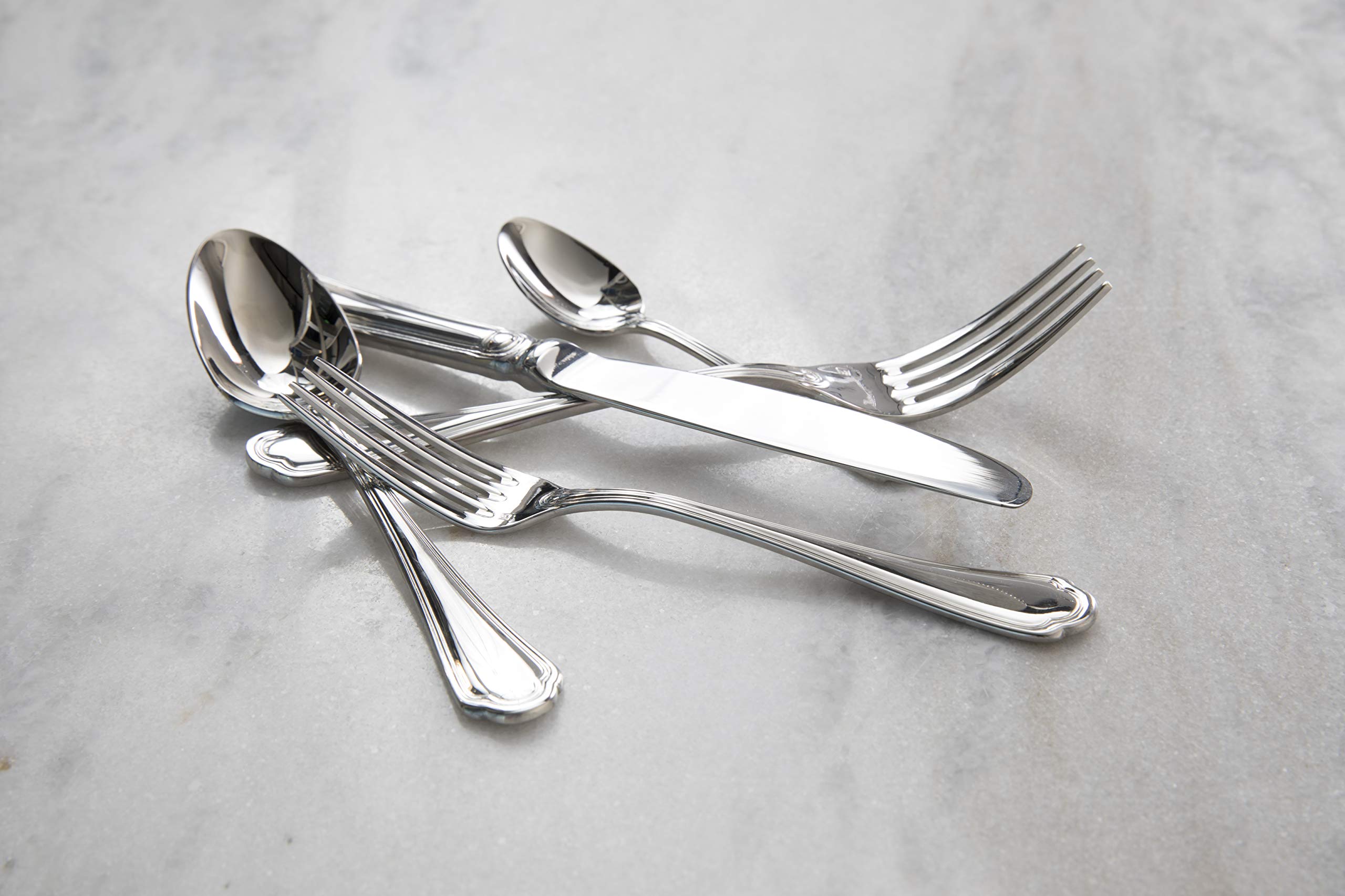 Fortessa Medici 18/10 Stainless Steel Flatware, 5 Piece Place Setting, Service For 1