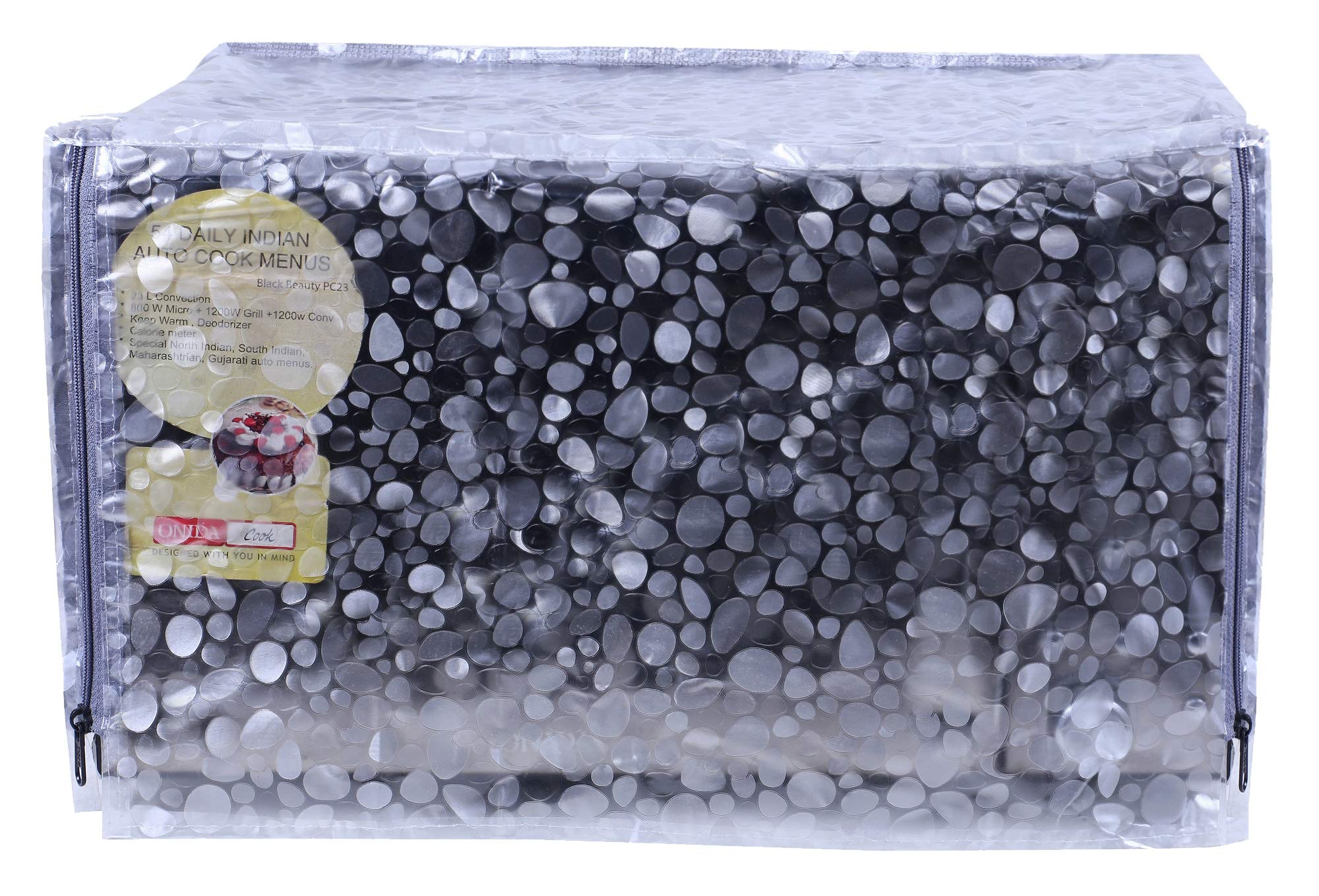Kuber Industries 3D Stone Design Pvc Transparent Microwave Oven Full Closure Cover For 20 Litre (Transparent) - Ctktc40346