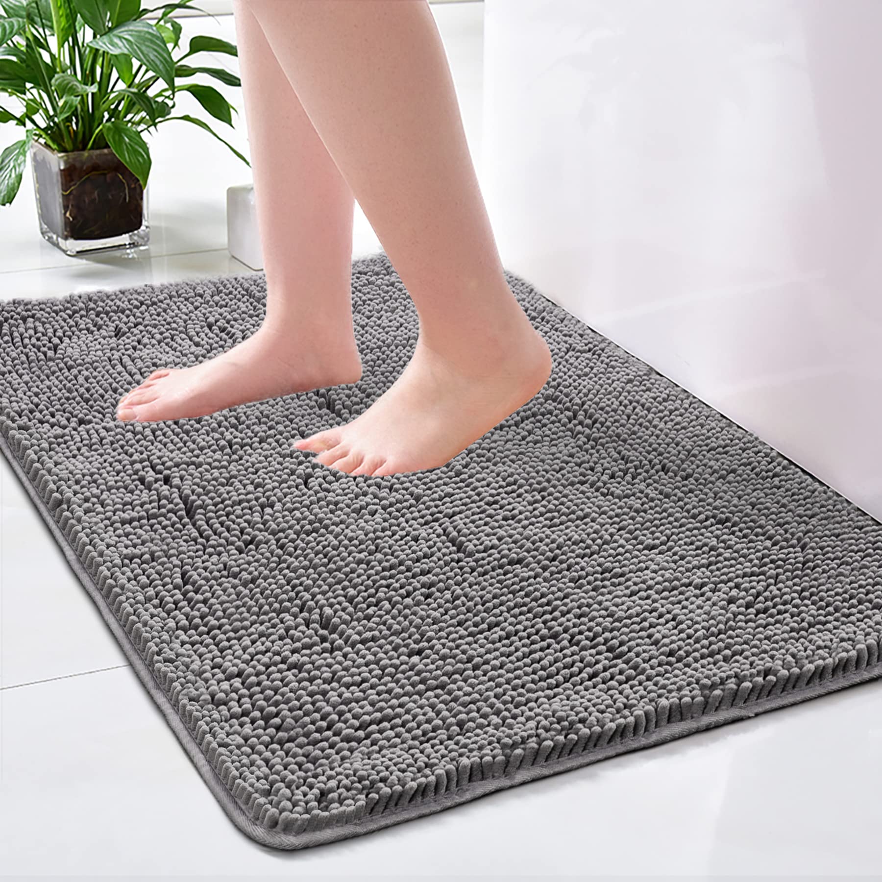 Noahas Bath Rugs 24'' X 36'' Bathroom Rug, Soft Luxury Chenille Bathroom Mats, Non-Slip And Absorbent Throw Rugs For Bath Tub, P