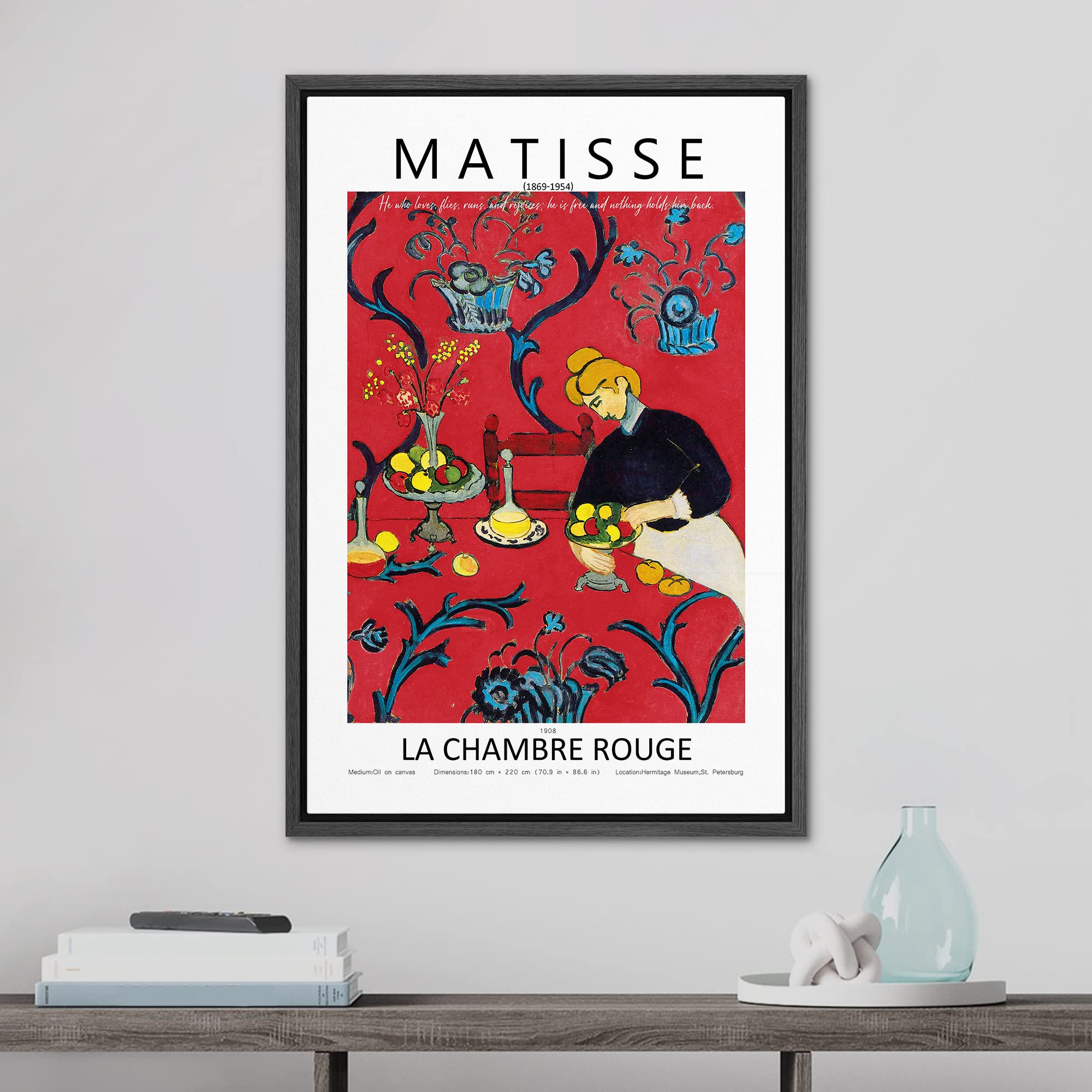 Signleader Framed Canvas Print Wall Art Henri Matisse The Red Flower Room Nature Wilderness Illustrations Fine Art Rustic Scenic