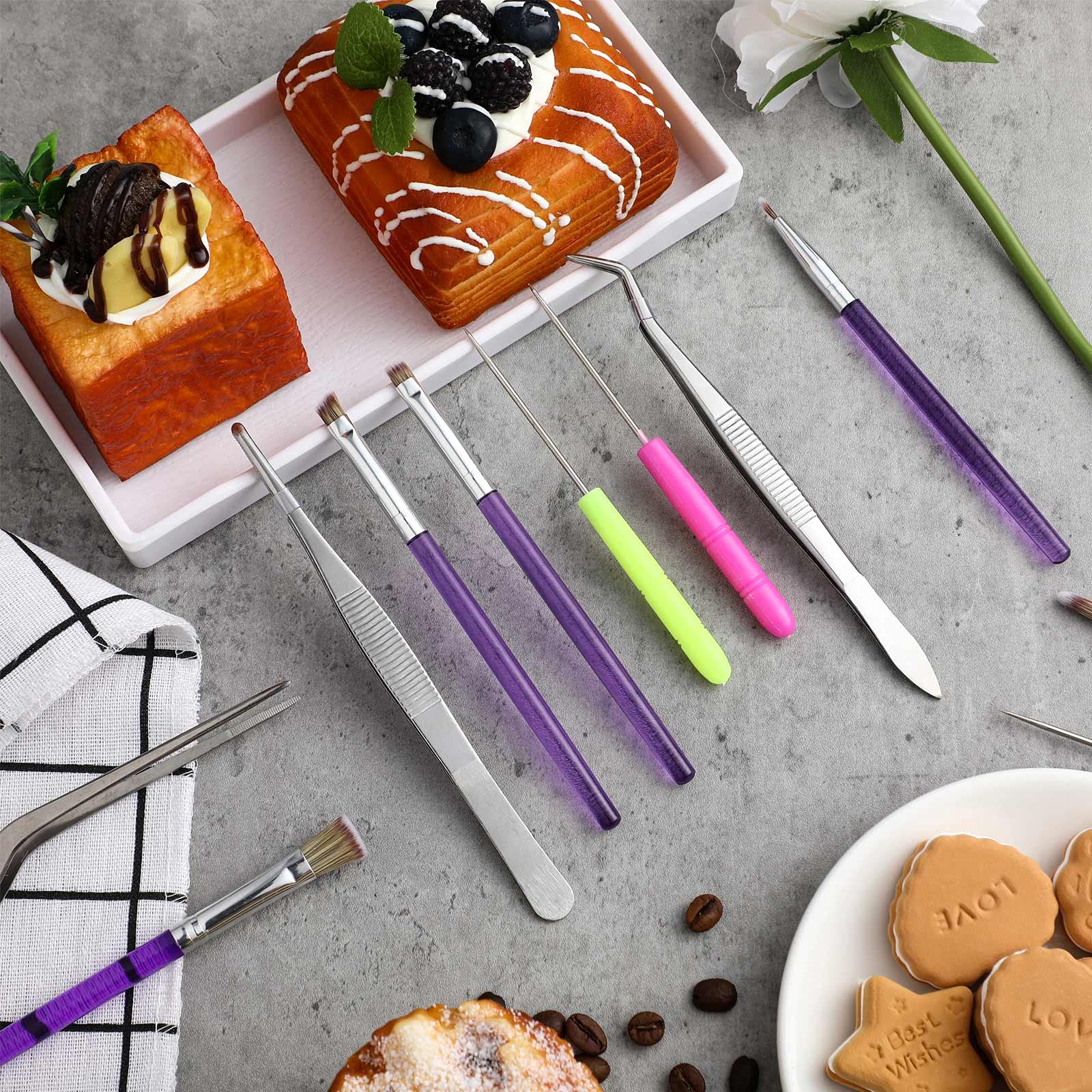 13 Pieces Kitchen Tweezers And Decorating Tools Set Cake Decorating Tool Cake Decorating Brushes Scriber Decorating Needle Scrib