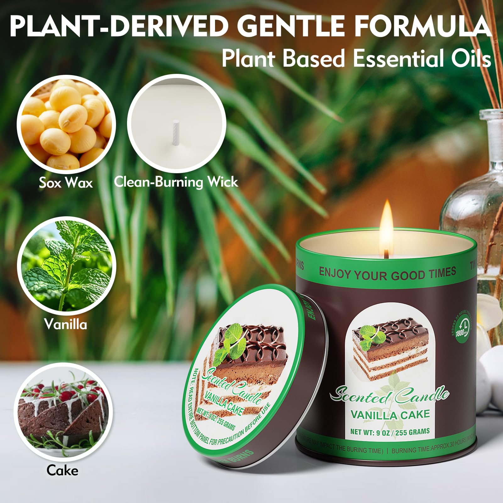 2 Pack Scented Candles (90 Total Burn Hours) - Soy Wax Candles 9 oz Each in Tin - Long Lasting Aromatherapy Candle Gift Set (Van