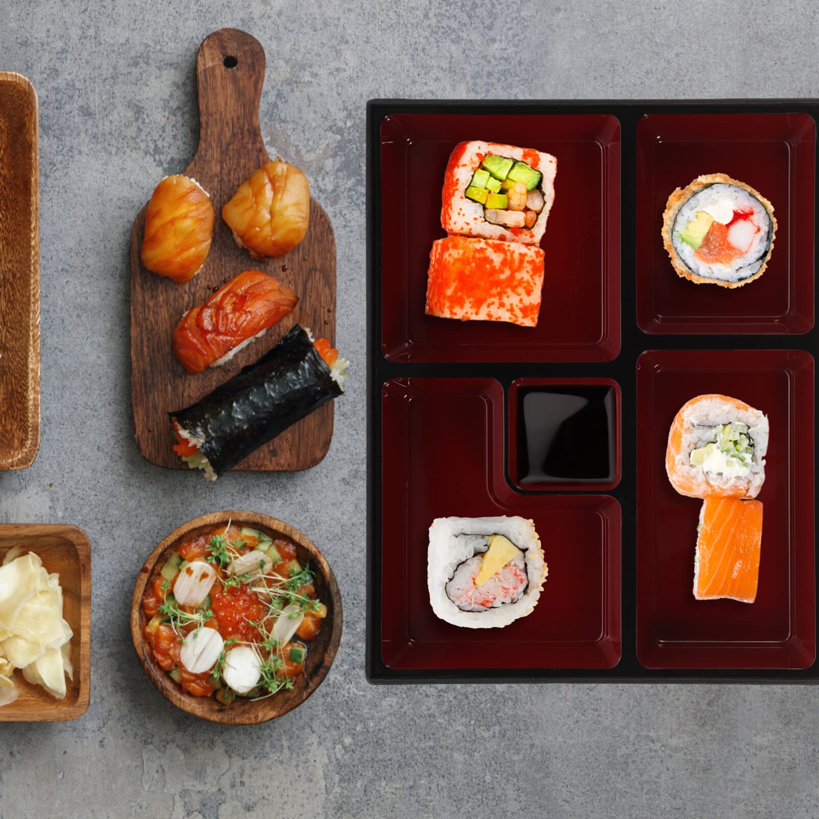 Japanese Sushi Tray Bento Box Traditional Plastic Candy Box Snack Serving Box With Lid For Restaurant Home Office Japanese Sushi