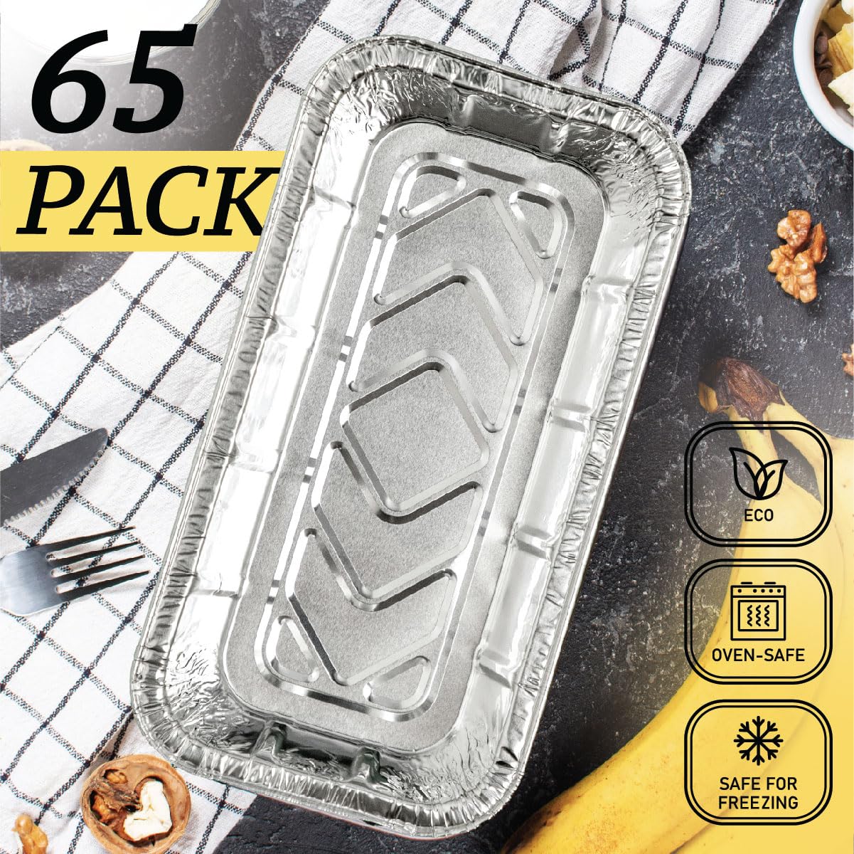Spare Essentials 2Lb Foil Bread Pans For Baking (65 Pack) Disposable Bread Pans - Perfect For Baking Banana Bread, Cakes & Meatl