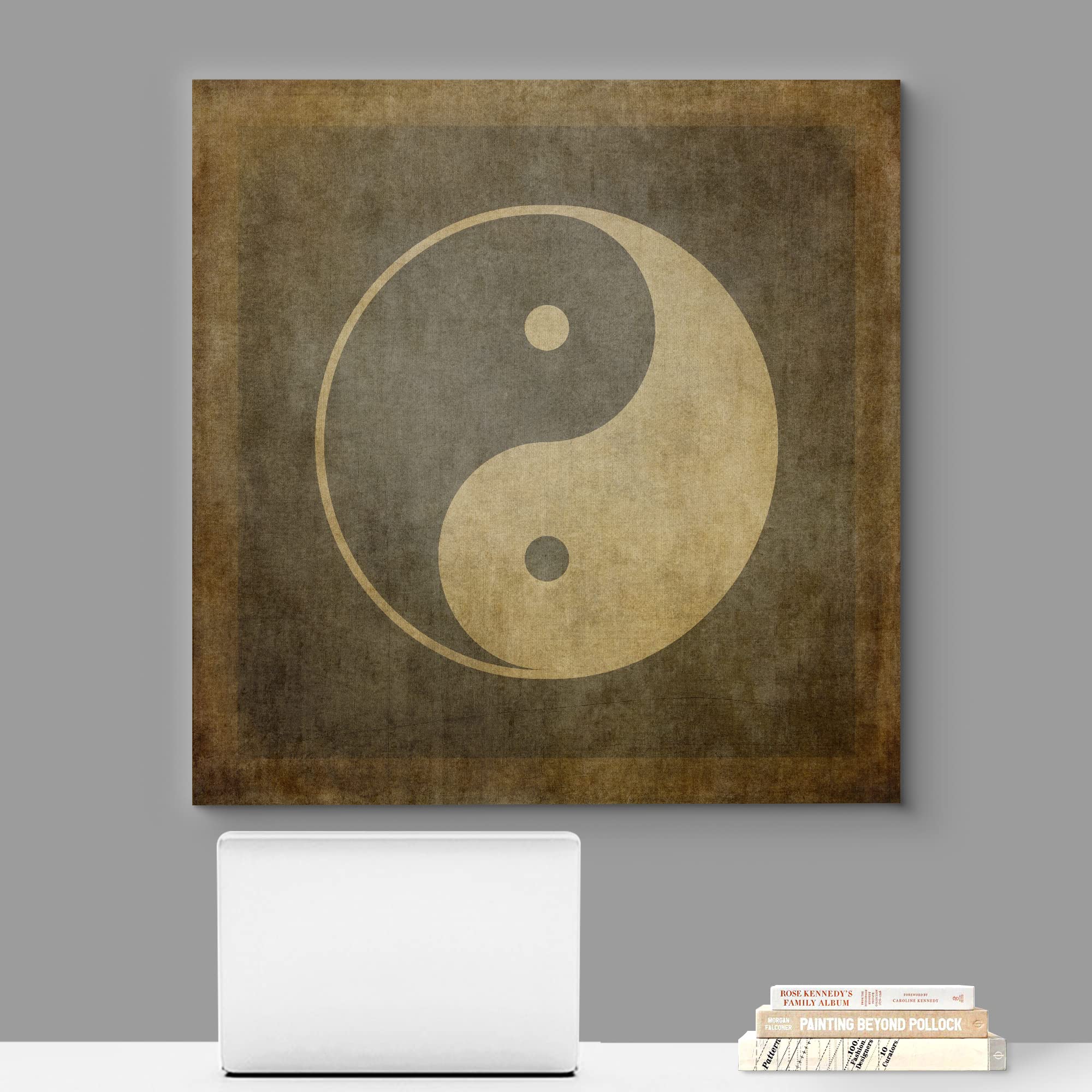 Wall26 Canvas Print Wall Art Brown & Tan Grunge Chinese Yin Yang Symbol Historic Cultural Illustrations Modern Art Chic Relax/Ca