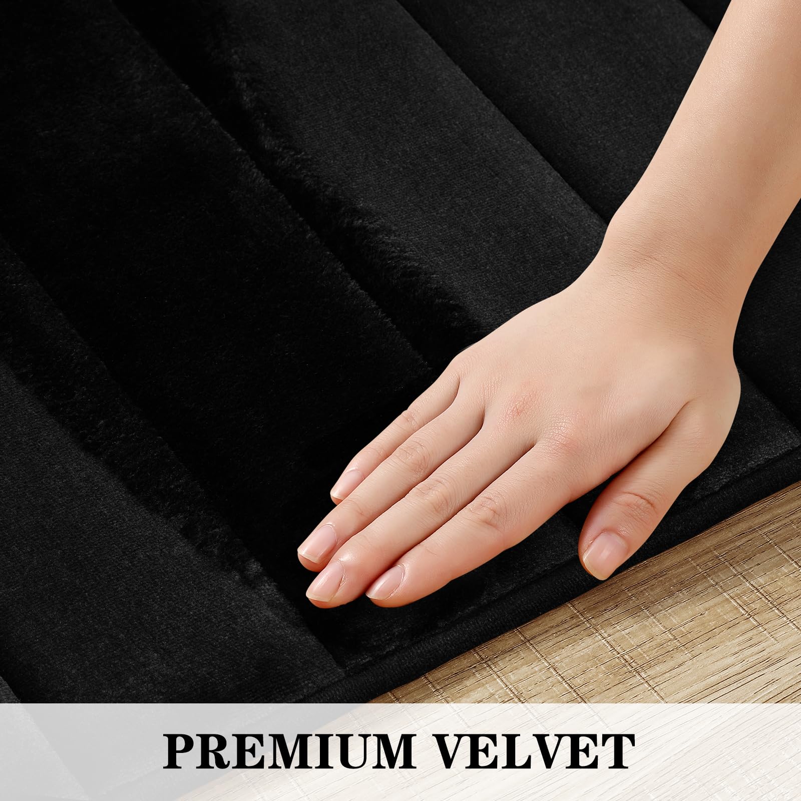 Bysure Bathroom Rugs Sets 2 Piece, Memory Foam Non Slip Extra Soft Absorbent Machine Washable Toilet Bath Mats (Black, 20X32+U-S