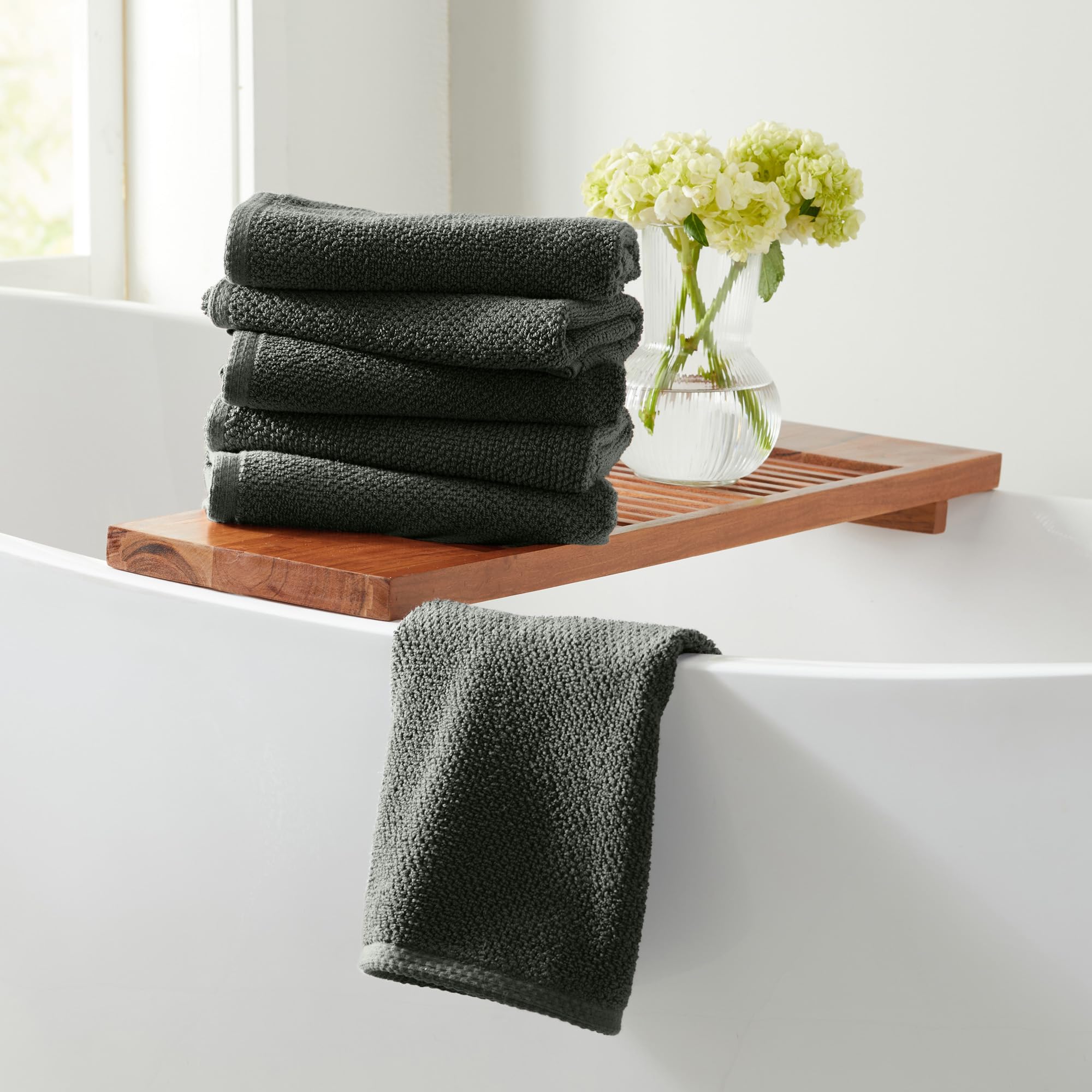 Dark Grey Hand Towels - 100% Cotton 6 Pack 26X16 Hand Towel Set - Absorbent, Quick-Drying, Durable Towels For Handroom Decor - L