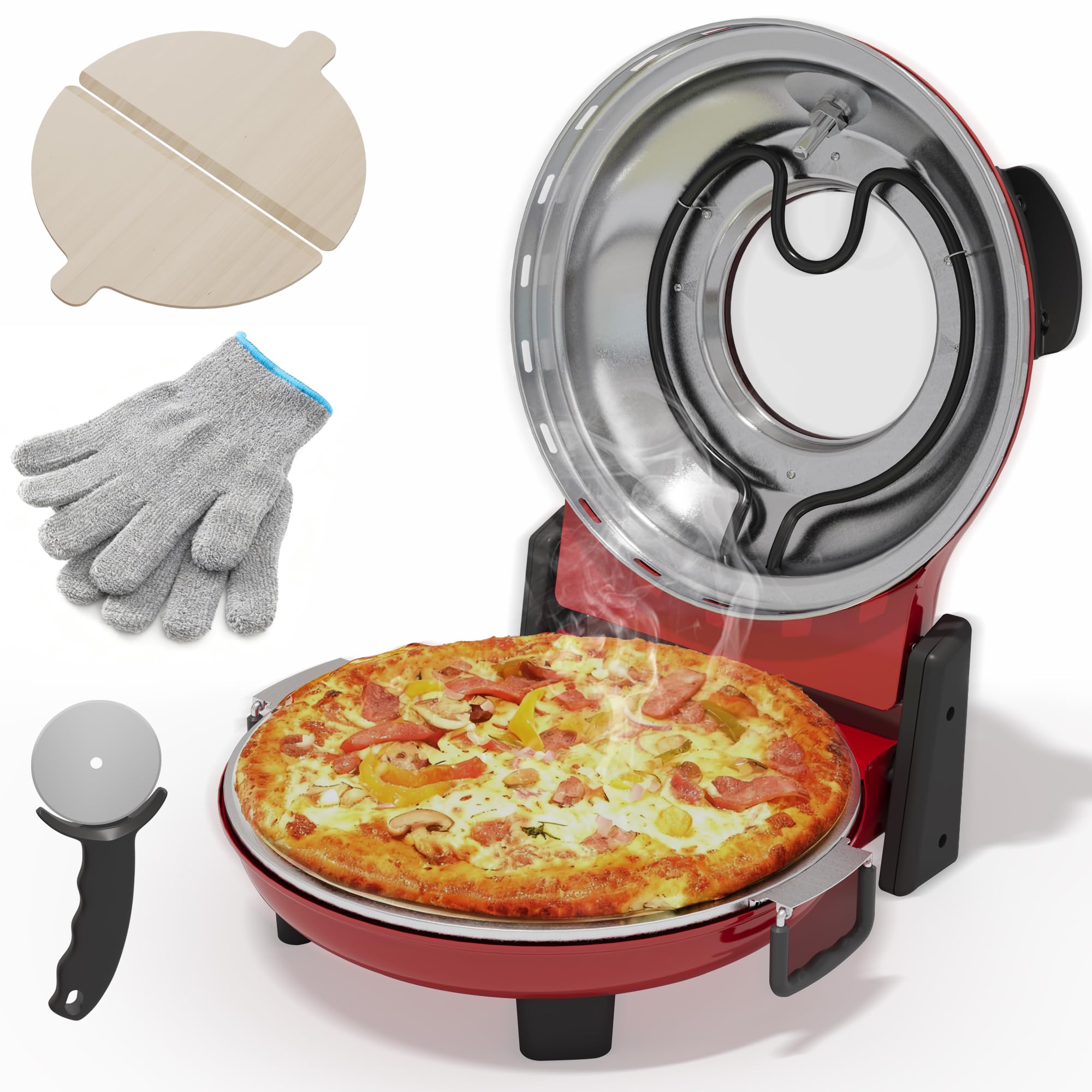 SUNVIVIPRO Pizza Oven Indoor Outdoor: Heats up to 770?, Up to 12 Electric Countertop Pizza Maker with Viewing Window, Dual Temp 