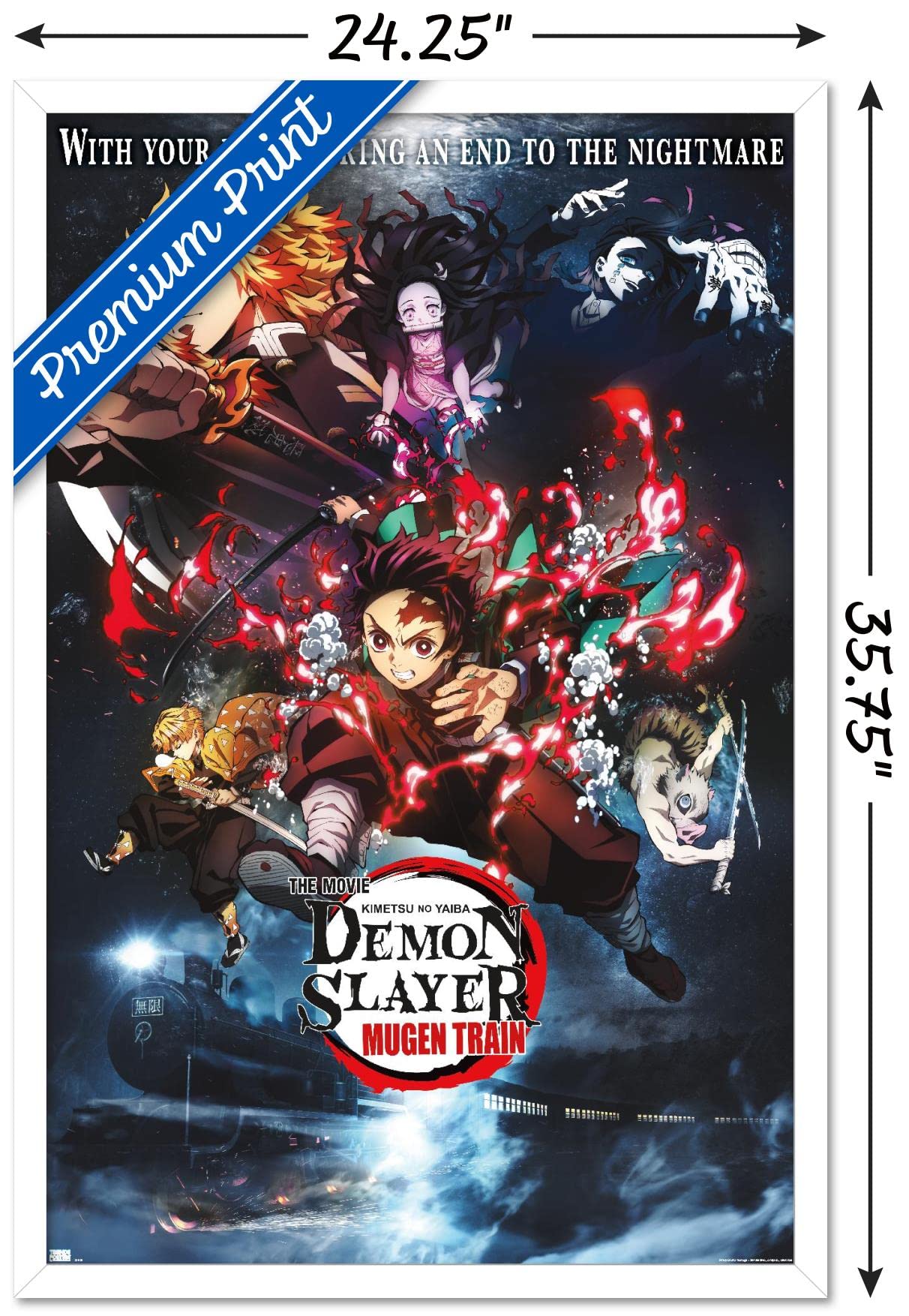 Trends International Demon Slayer: Mugen Train - Collage One Sheet Wall Poster, 22.375'' X 34'', White Framed Version