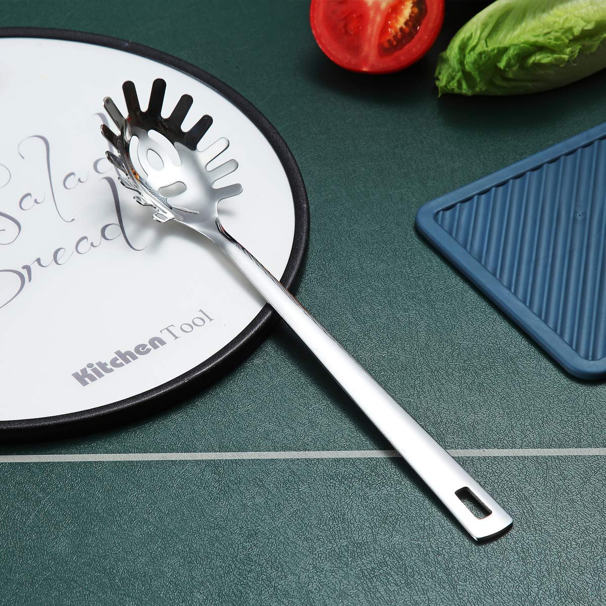 Spaghetti Spoon, Berglander Pasta Server, Stainless Steel Pasta Spoon, Pasta Fork, Noddle Fork, Heat Resistant, Dishwasher Safe,