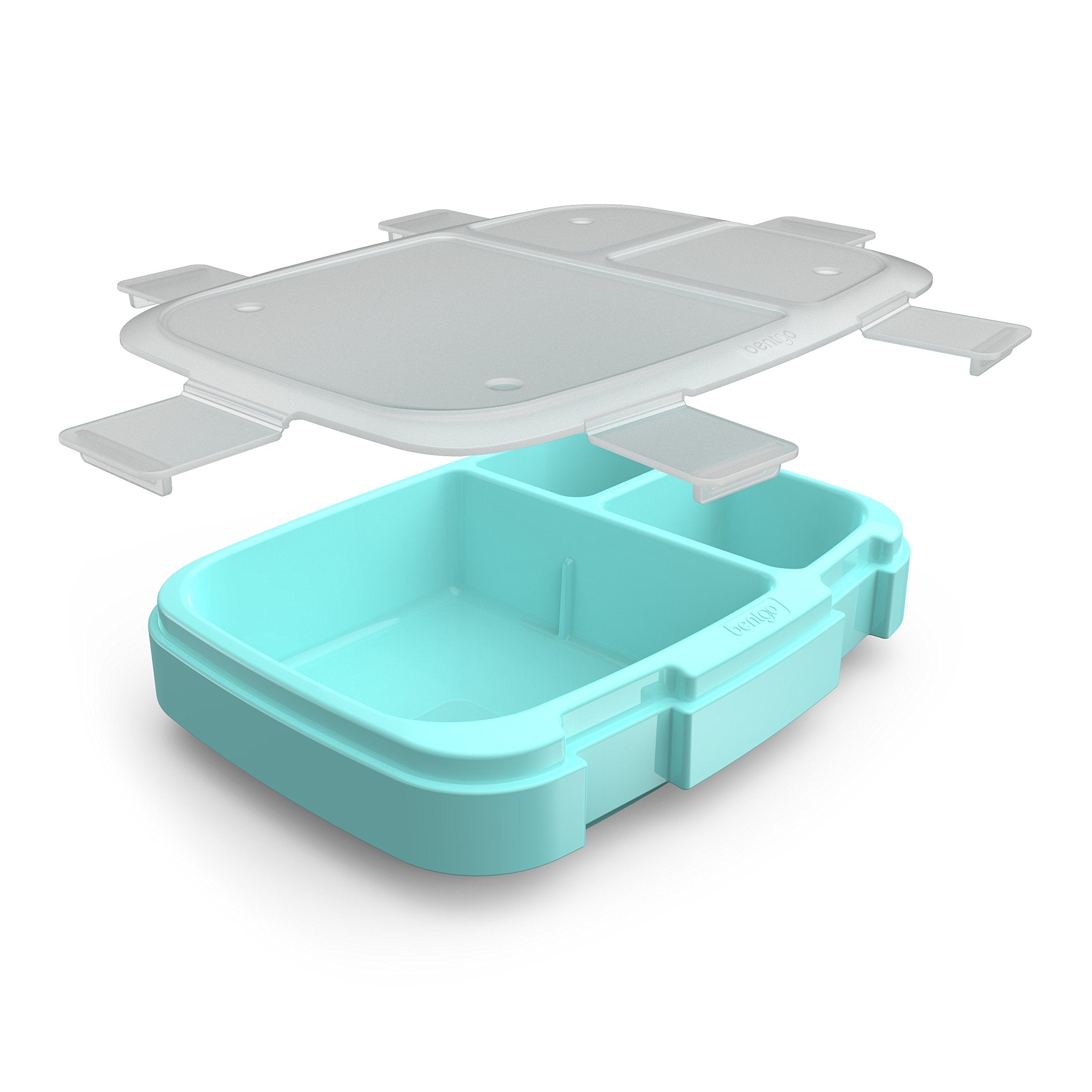 Bentgo Fresh Tray (Aqua) With Transparent Cover - Reusable, Bpa-Free, 4-Compartment Meal Prep Container With Built-In Portion Co