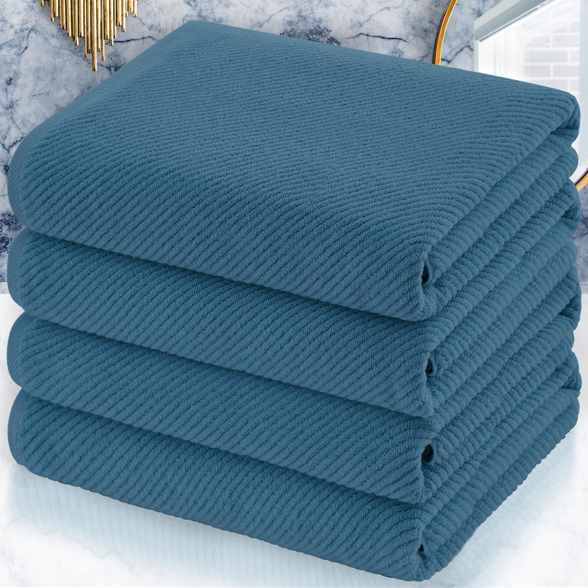 Voova & Movas Bath Towels Set Of 4, Large 30'' X 56'' - 100% Cotton | Thick | Lightweight | Soft | Absorbent, Quick Dry Towels F