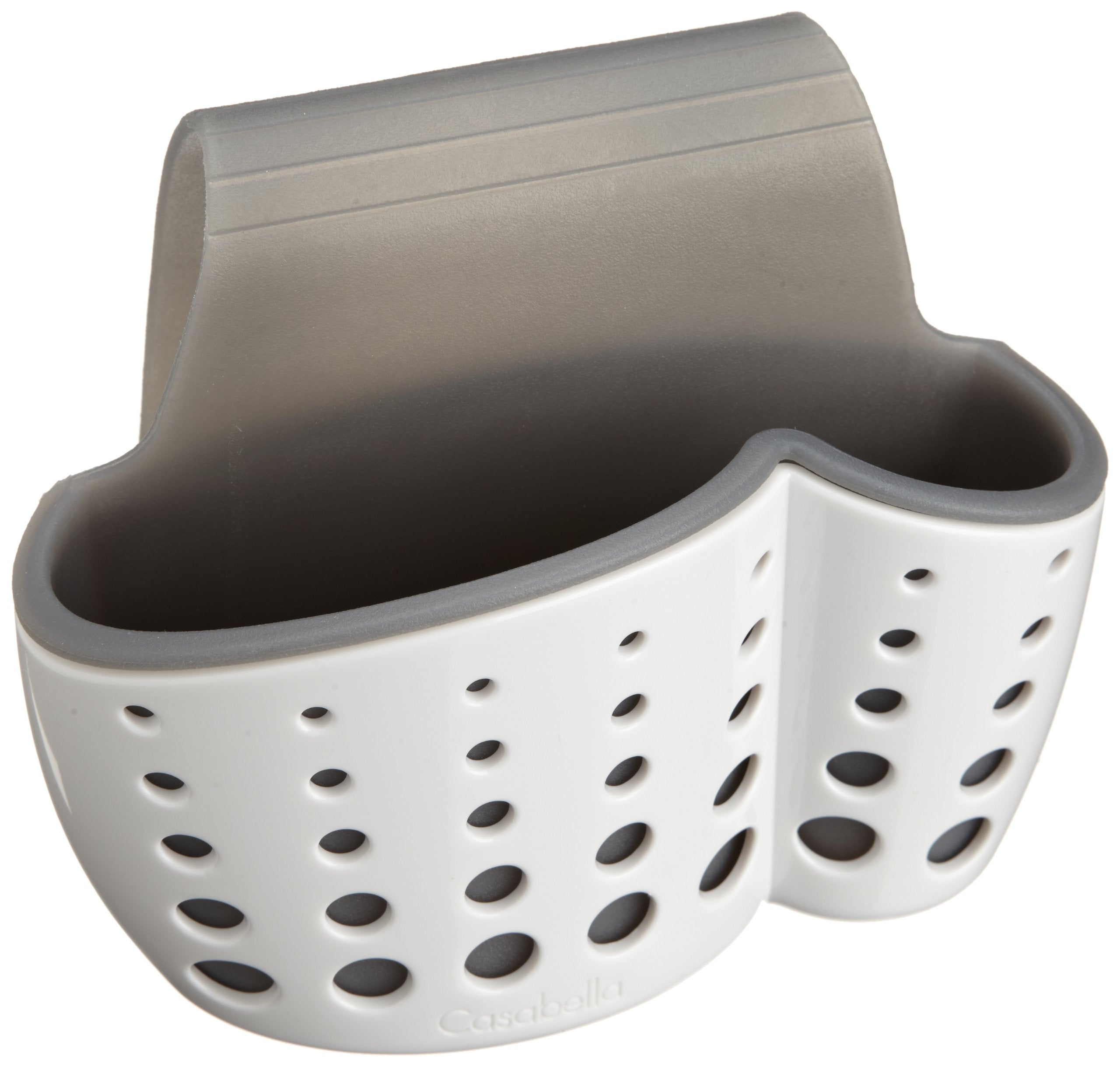 Casabella Sink Sider Faucet Caddy Sponge Holder,White & Grey