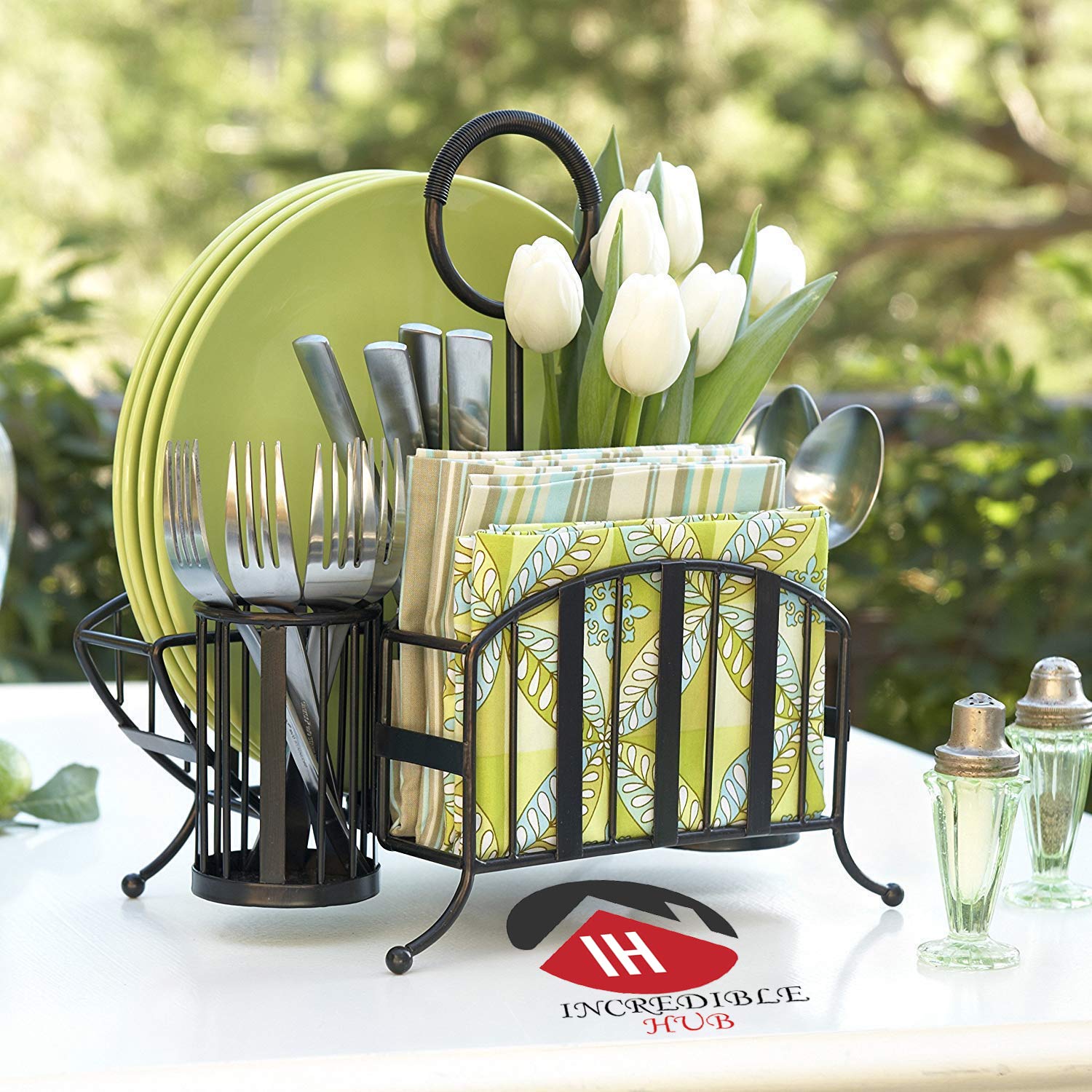 Incredible Hub Iron Dish Rack  Plate, Cutlery Stand/Napkin Holder/Tissue Paper Holder  Modern Kitchen Storage (Black)
