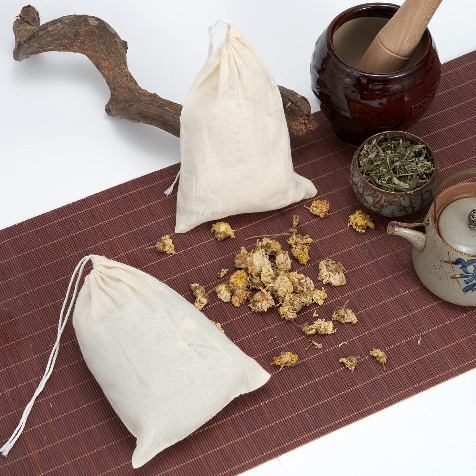 Looksgo 25 Pcs 5X7 Inch Muslin Bag Sachet Bag For Party Wedding Home Supplies Cotton Drawstring Bags For Jewelry