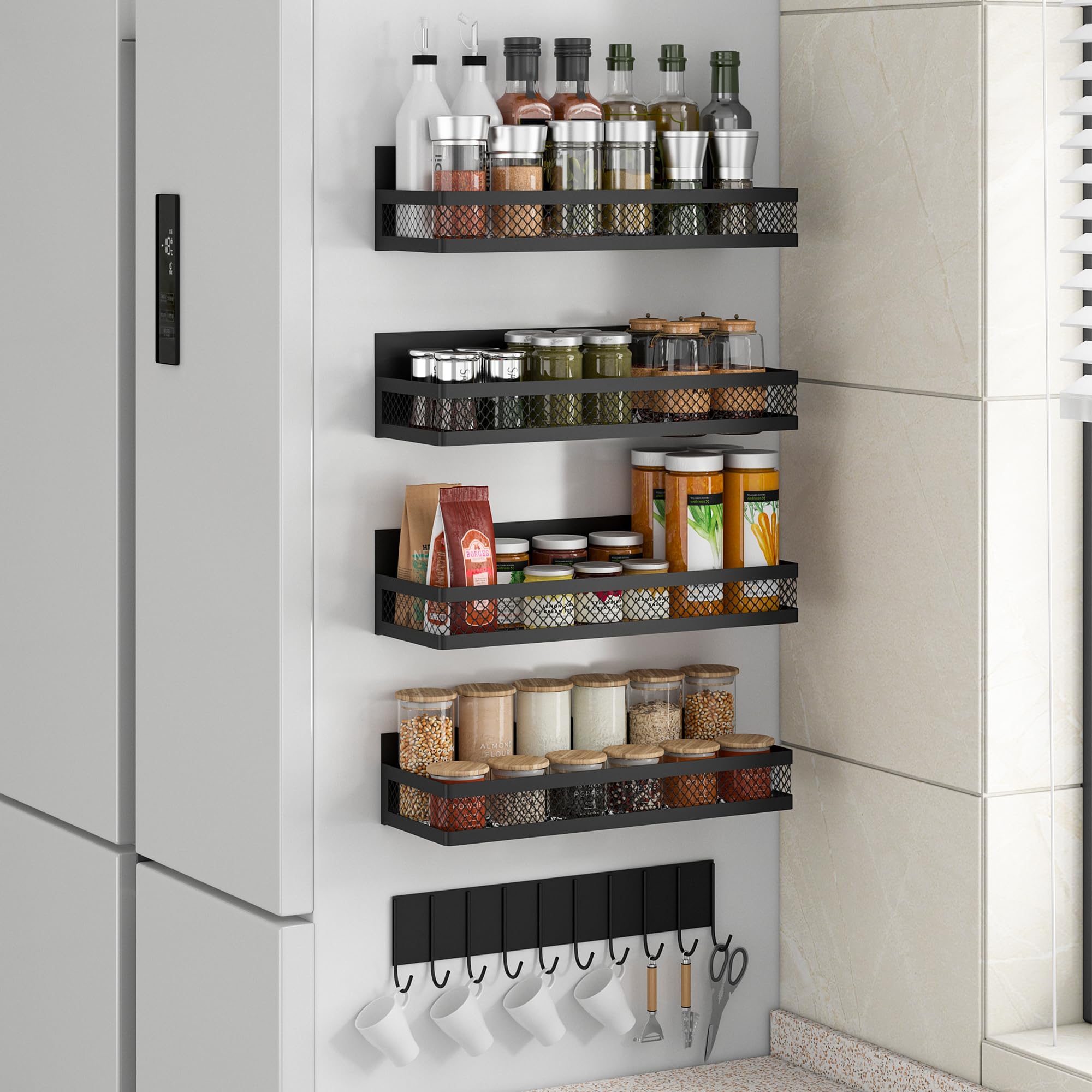 Strong Magnetic Spice Rack For Refrigerator 5Pack