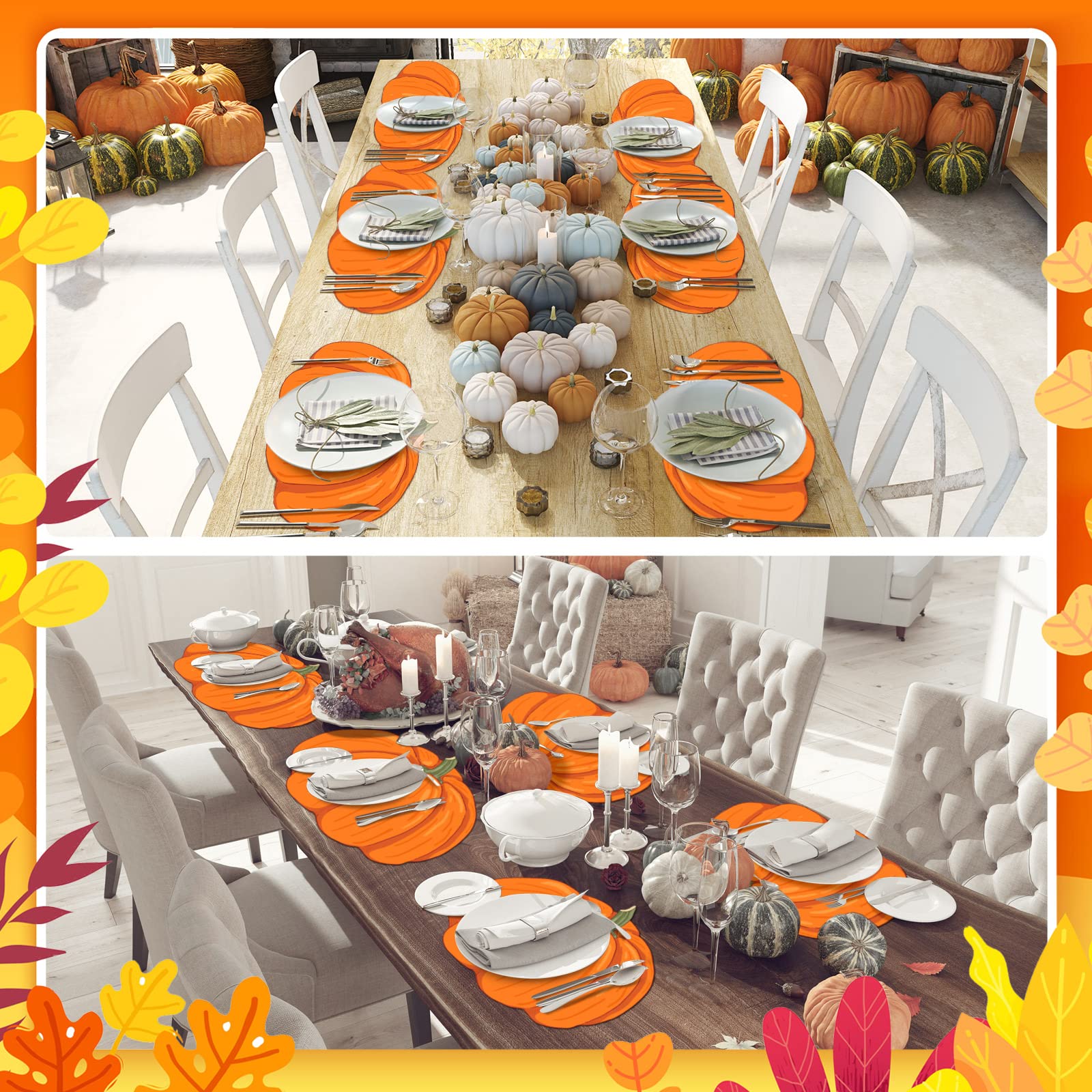 Thanksgiving Disposable Placemat Table Placemats Pumpkin Disposable Placemats 13 Inch Paper Placemats For Bridal Baby Shower Bir