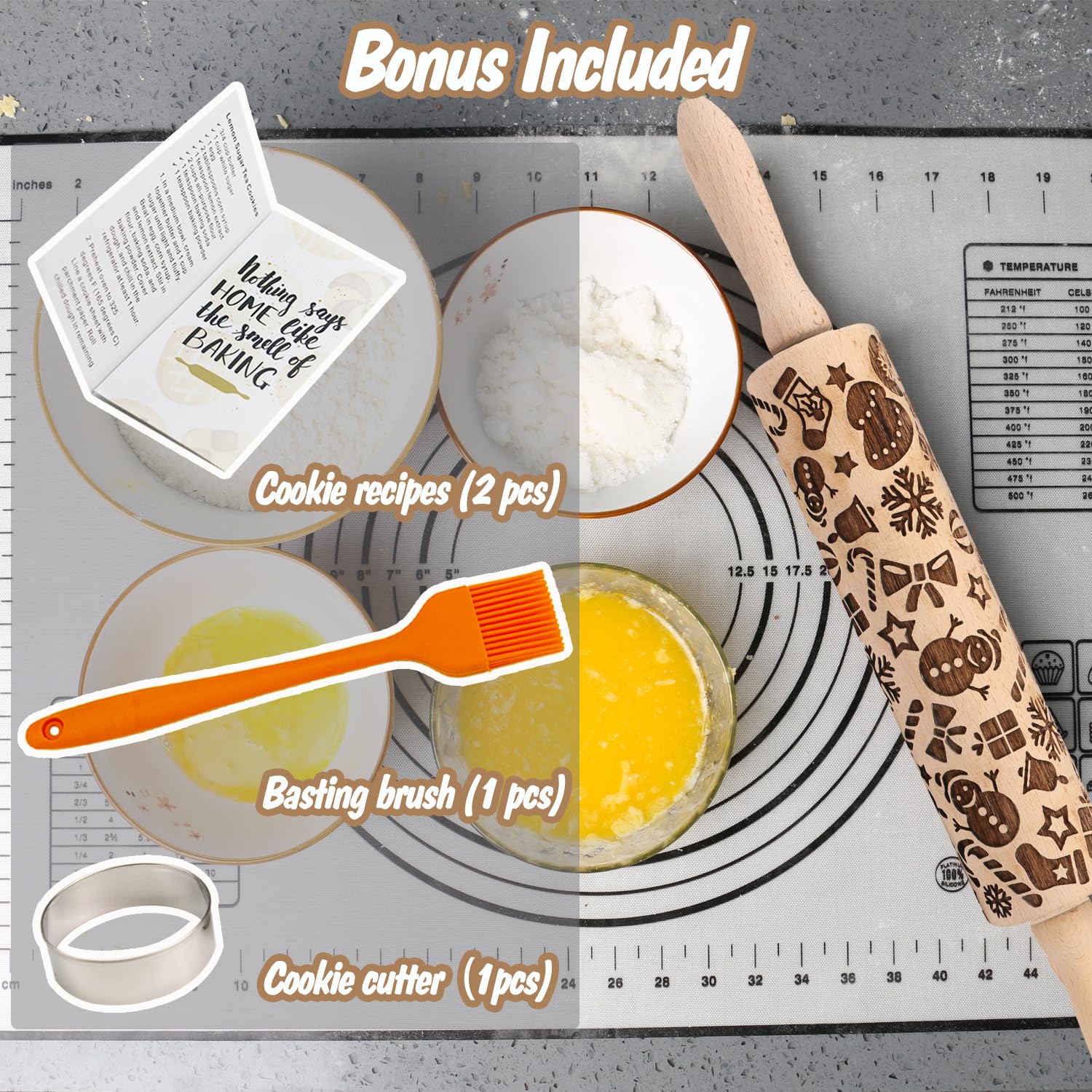 Embossed Rolling Pin For Baking Cookies Christmas Embossing Rolling Pins With Design Wooden Engraved Springerle Roller Pin Dough