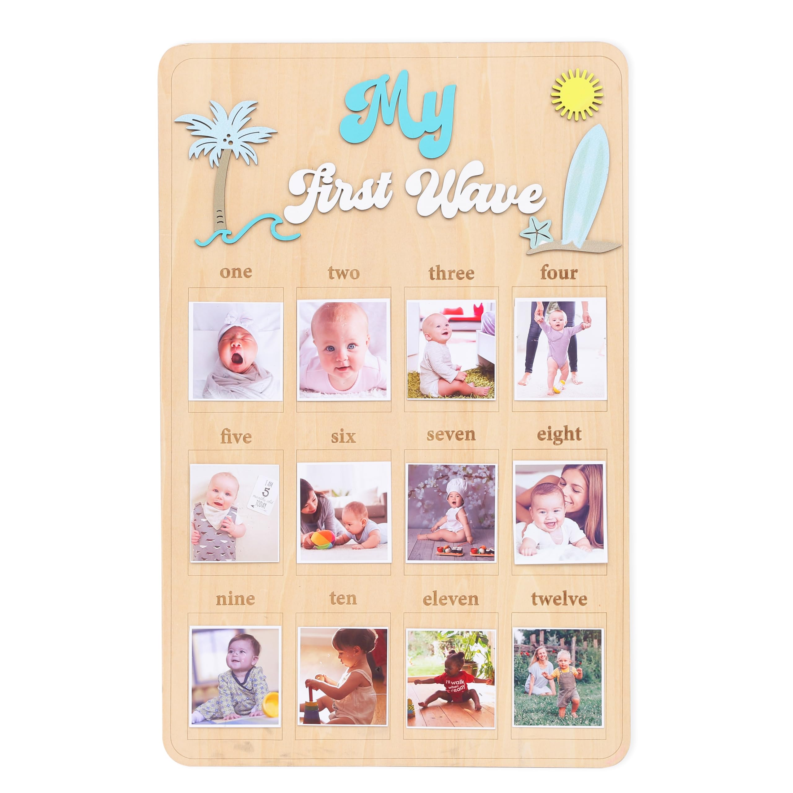 My First Year One Year of Photo Board - The Big One Surf First Birthday Decoration,One Year of Photo Surf Board,Beach Themed Mon