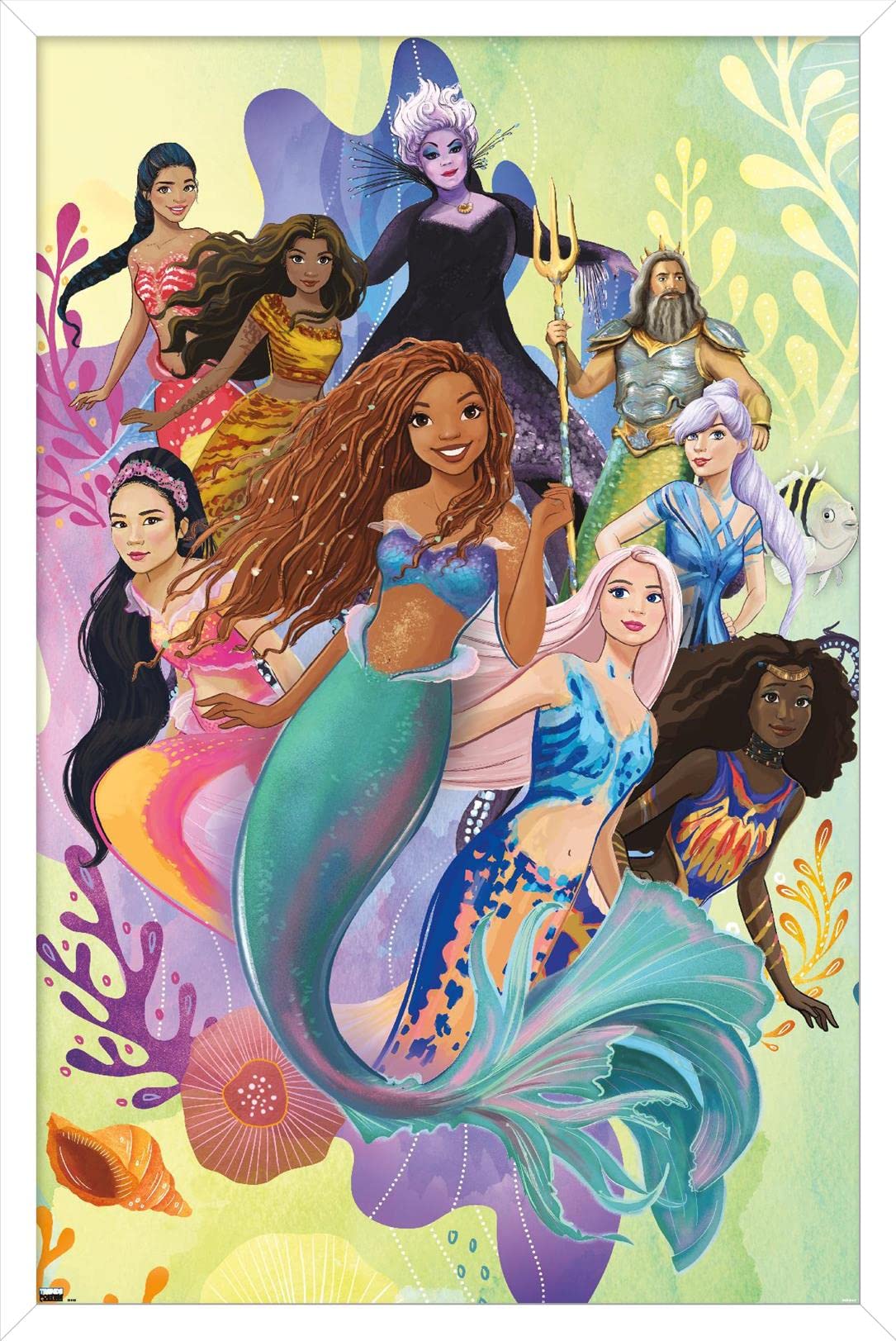 Trends International Disney Little Mermaid - Group Wall Poster, 22.37'' X 34.00'', White Framed Version
