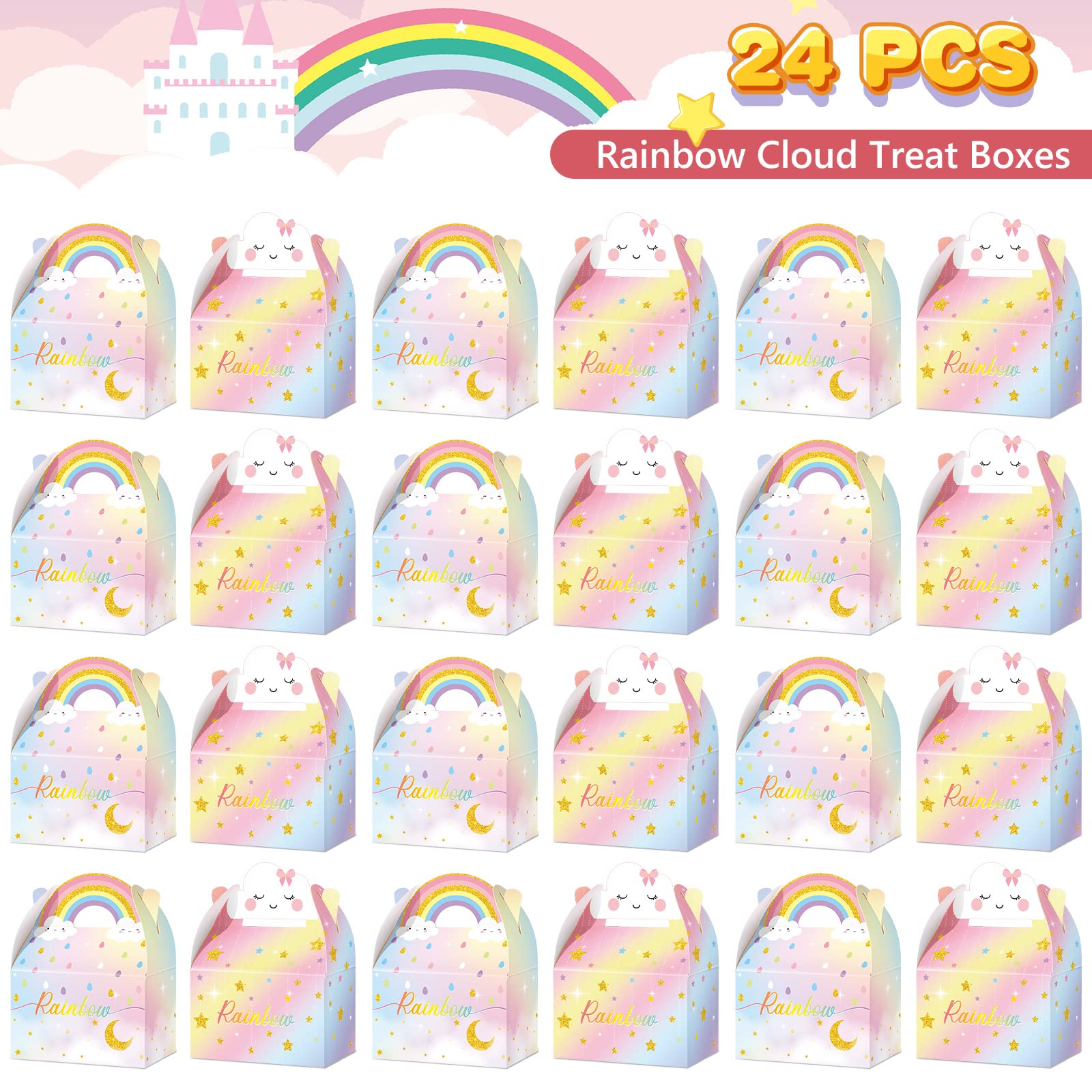 Leinuosen Rainbow Cloud Gift Boxes Party Supplies Cute Party Favor Boxes Cloud Theme Treat Boxes Candy Goodies Gift Boxes For Gi