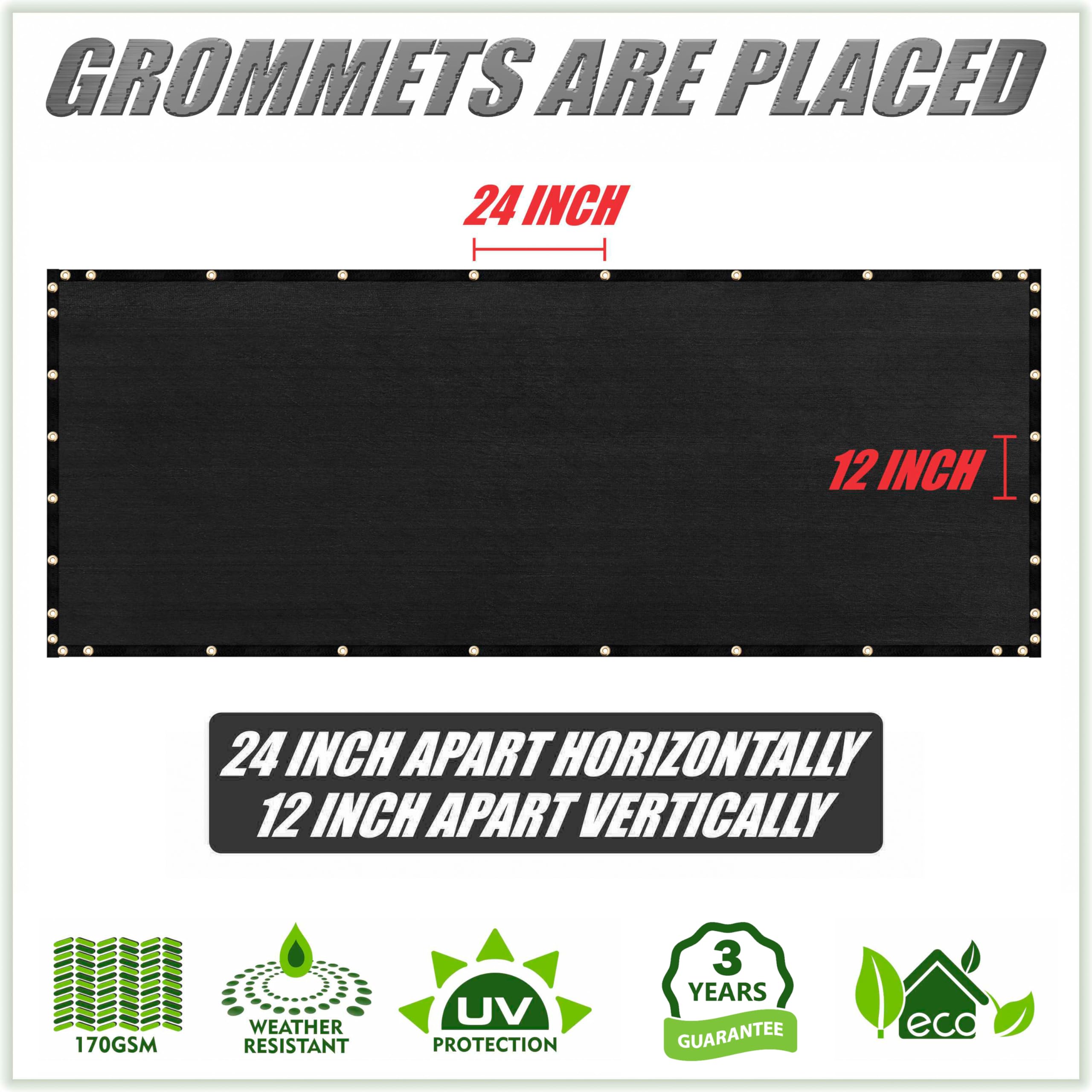 Colourtree Customized Size Fence Screen Privacy Screen Black 6 X 141 - Commercial Grade 170 Gsm - Heavy Duty - 3 Years Warranty