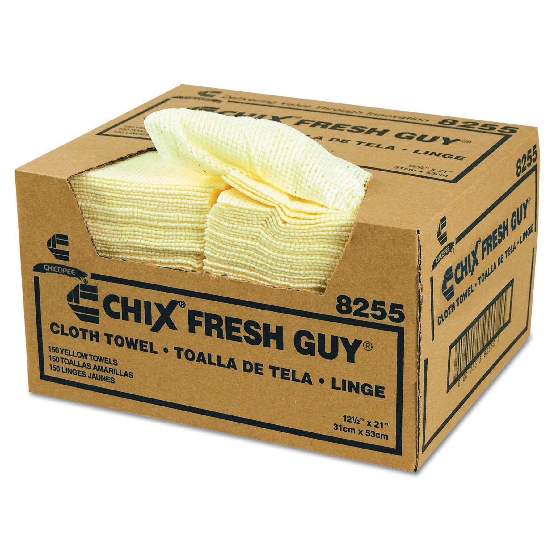 Chix Fresh Guy Towels, 13.5 X 13.5, Yellow, 150/Carton